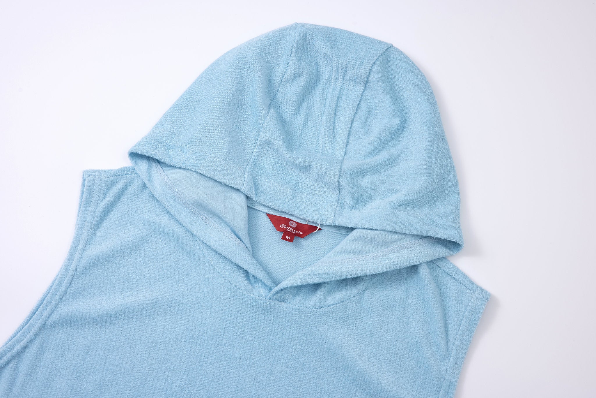 Swimming shorts-Stripe-Baby-Blue × Towel Hoodie-Baby-Blue — Combo Look