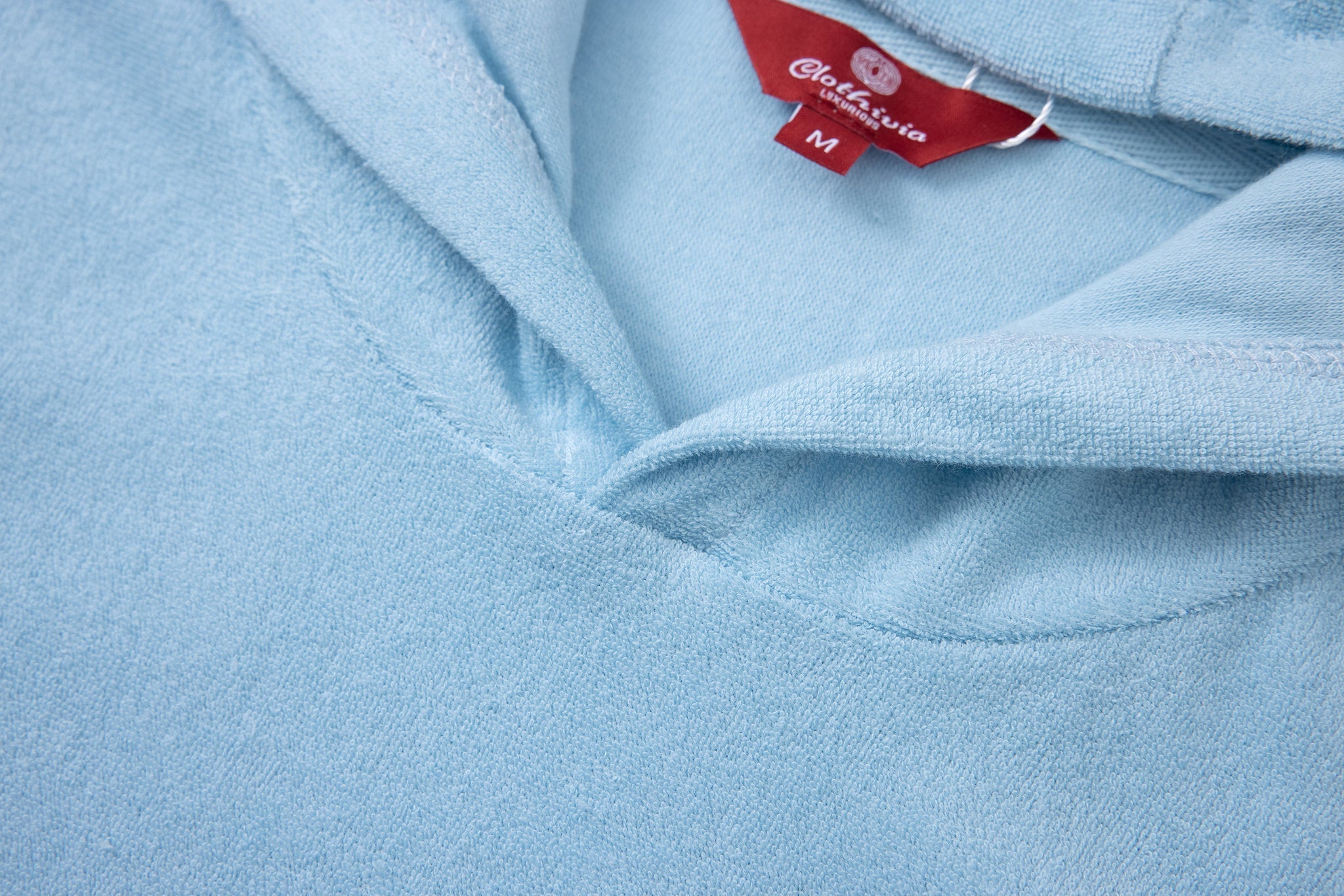 Tropical Swim Short -Orange-Red × Towel Hoodie-Baby-Blue — Combo Look