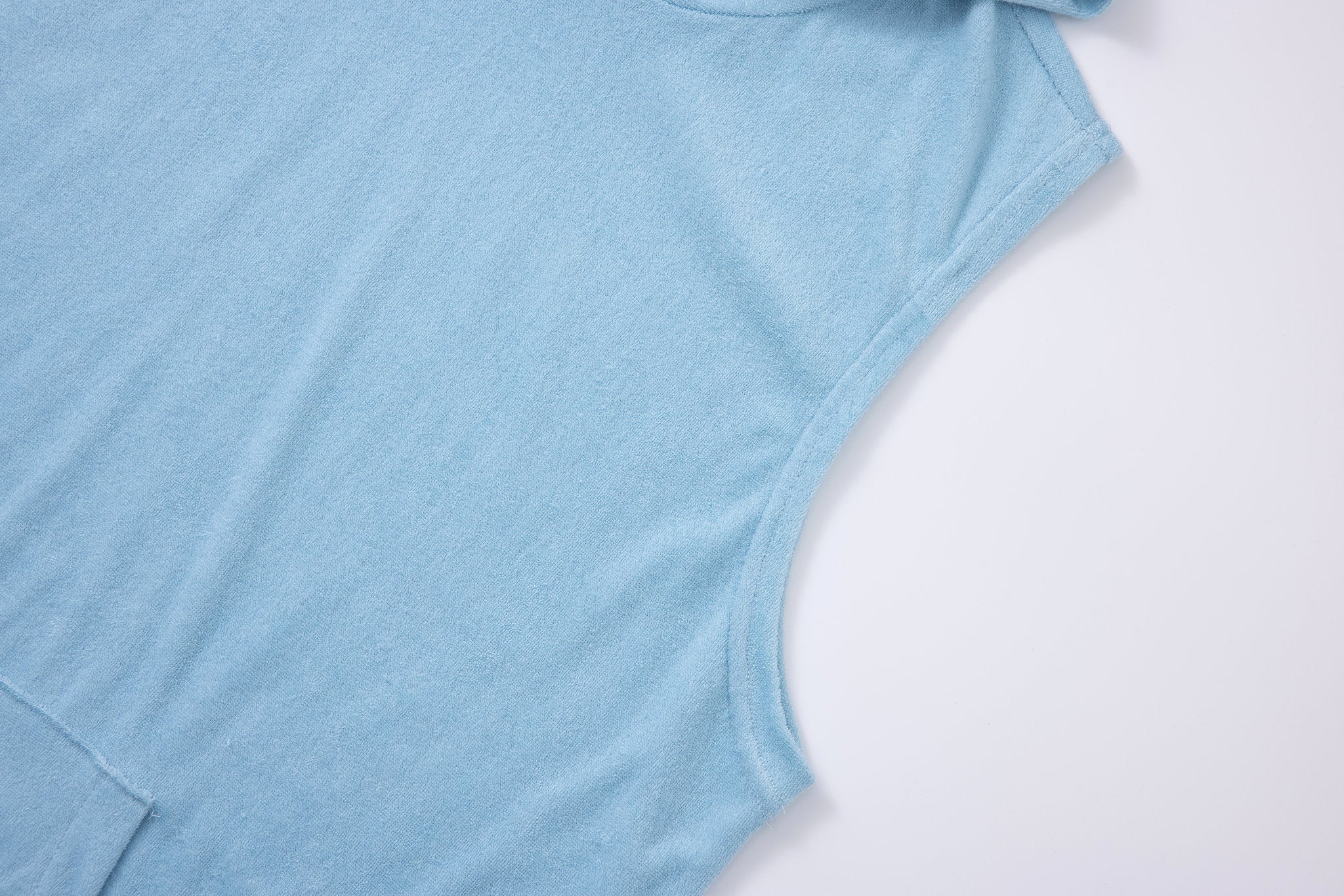 Sea Leaves Swim Short -Blue × Towel Hoodie-Baby-Blue — Combo Look