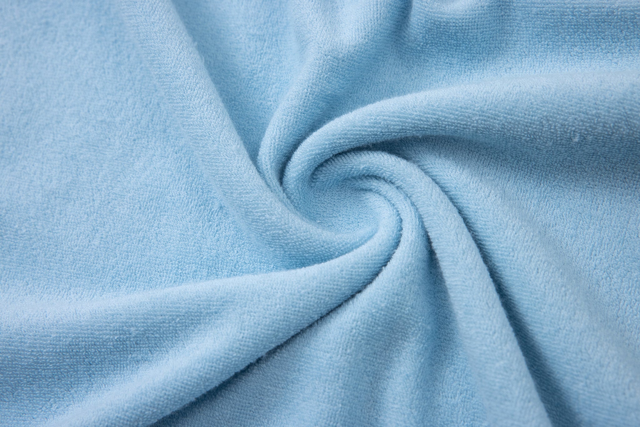 Sea Leaves Swim Short -Blue × Towel Hoodie-Baby-Blue — Combo Look