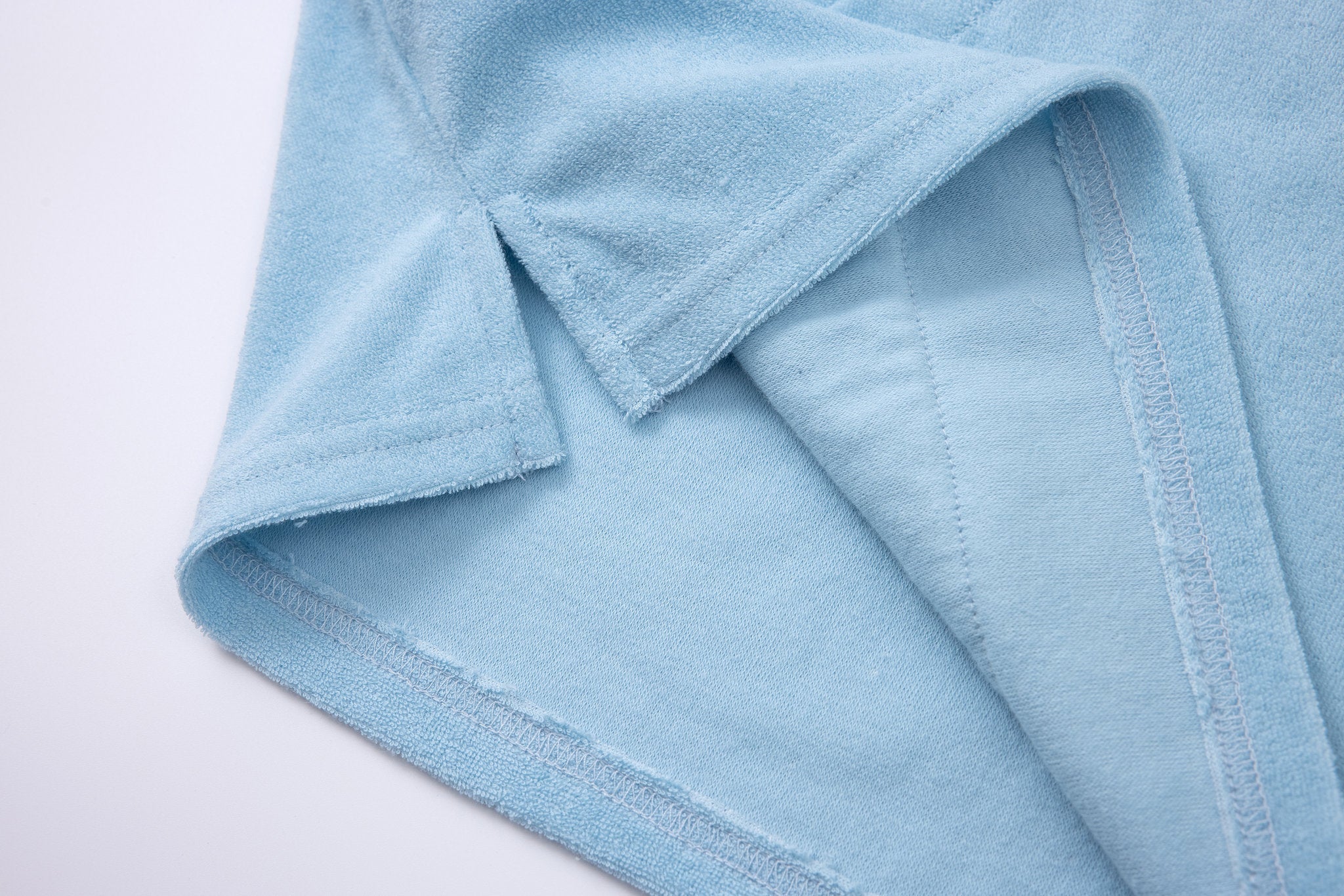 Swimming shorts-Stripe-Yellow × Towel Hoodie-Baby-Blue — Combo Look