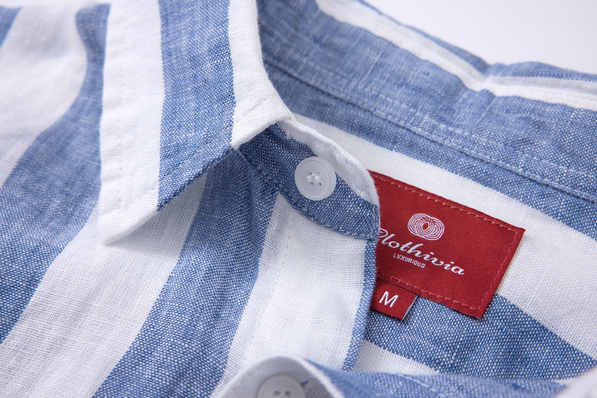 Linen Long Sleeves / stripe-Blue/White × Linen Pants-Beige — Combo Look