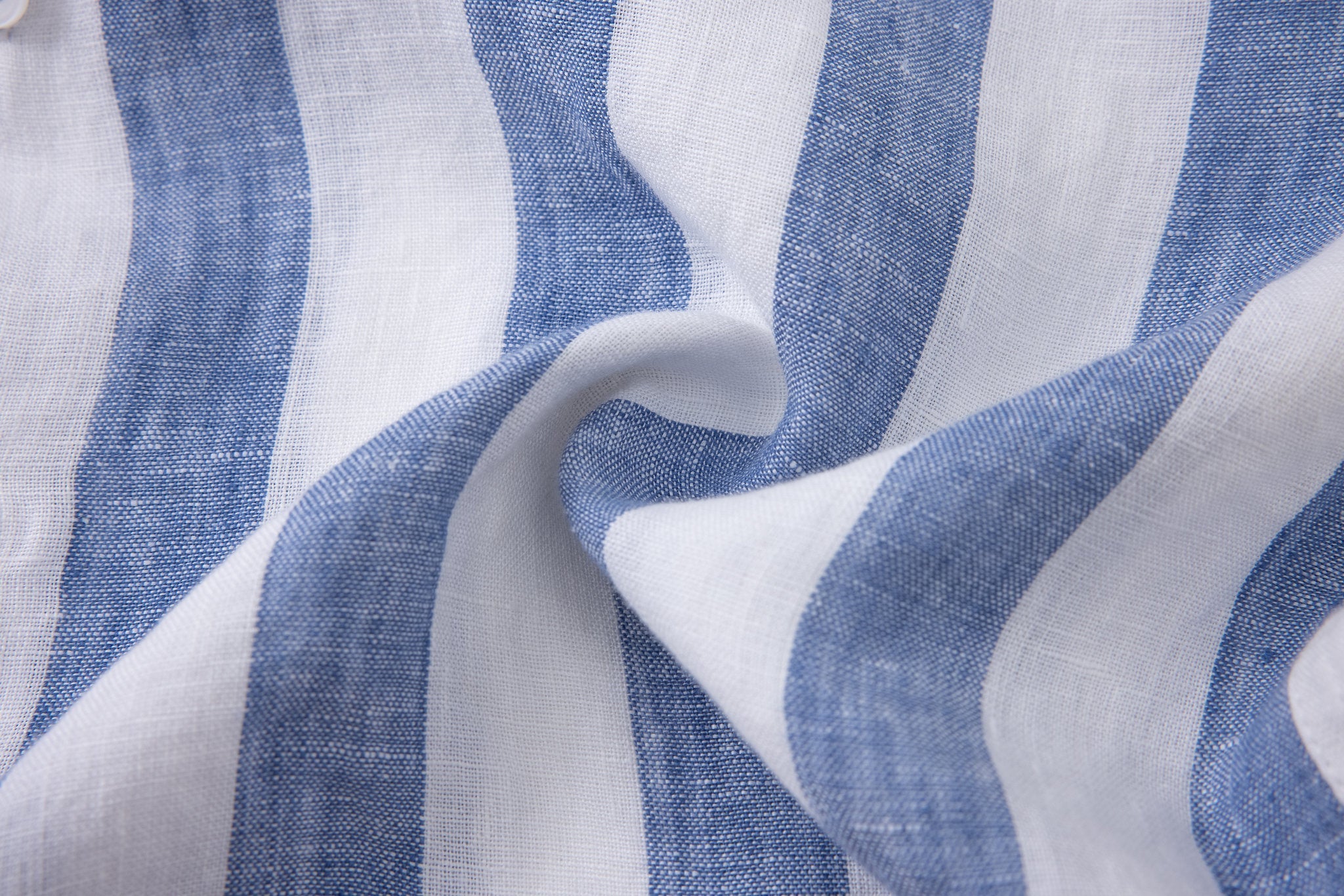 Linen Long Sleeves / stripe-Blue/White × Linen Pants-Beige — Combo Look
