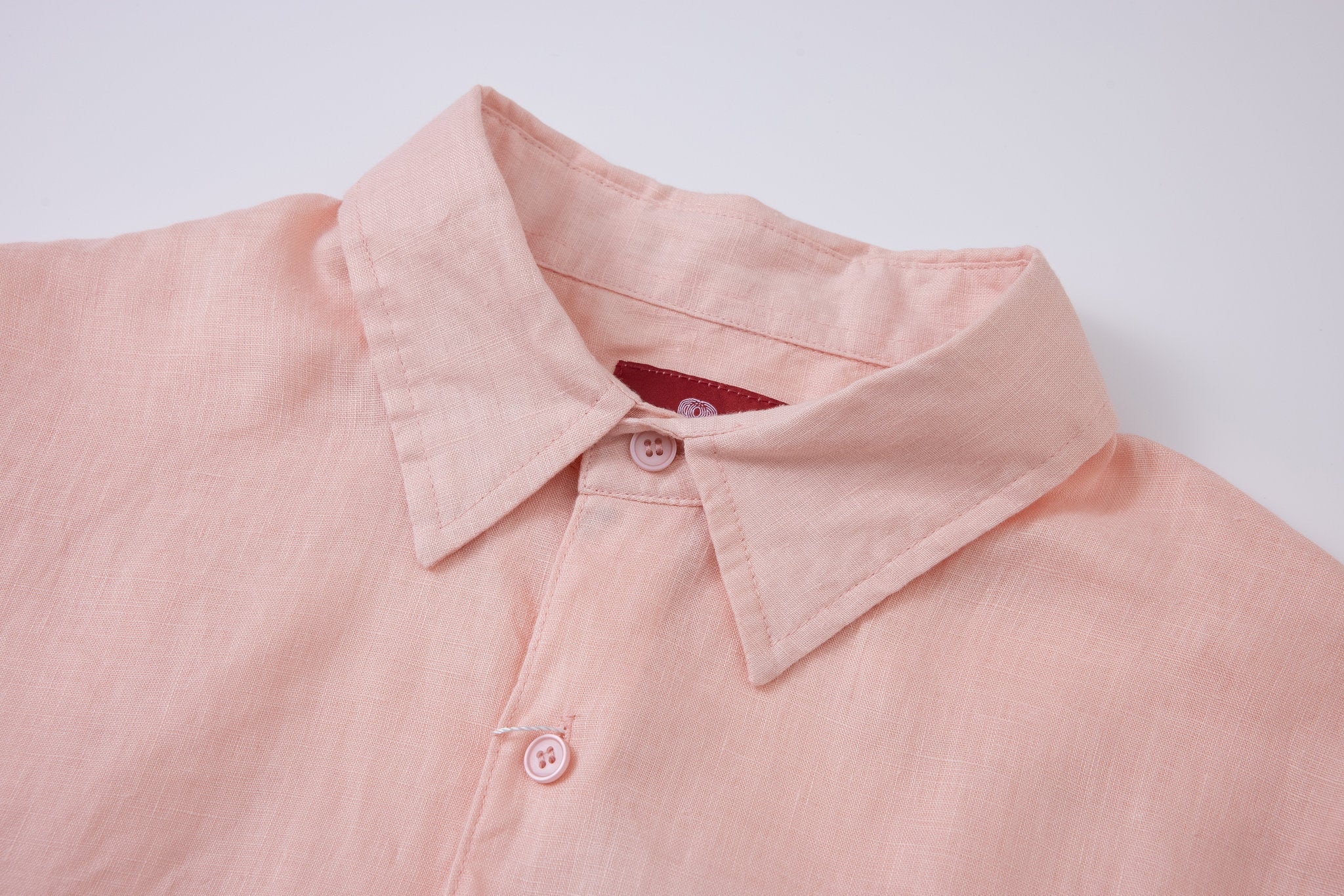 premium swimming shorts-Tiffany × Linen Long Sleeves-Pink — Combo Look