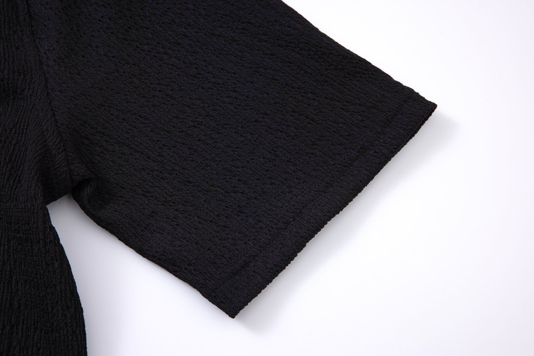 Textured T-shirt-Black × Chino Short-Light-Grey — Combo Look