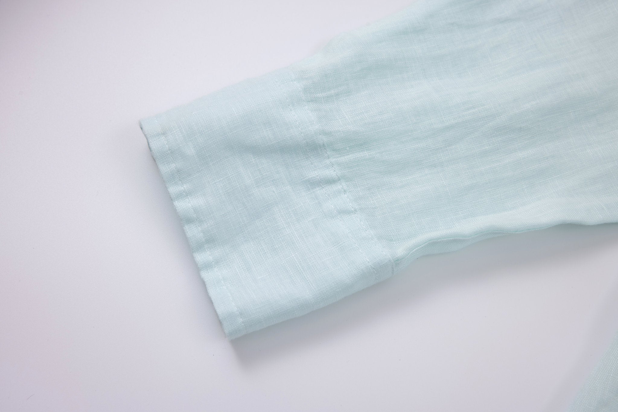 premium swimming shorts-Tuscan-Sun × Linen Long Sleeves-Baby-Blue — Combo Look