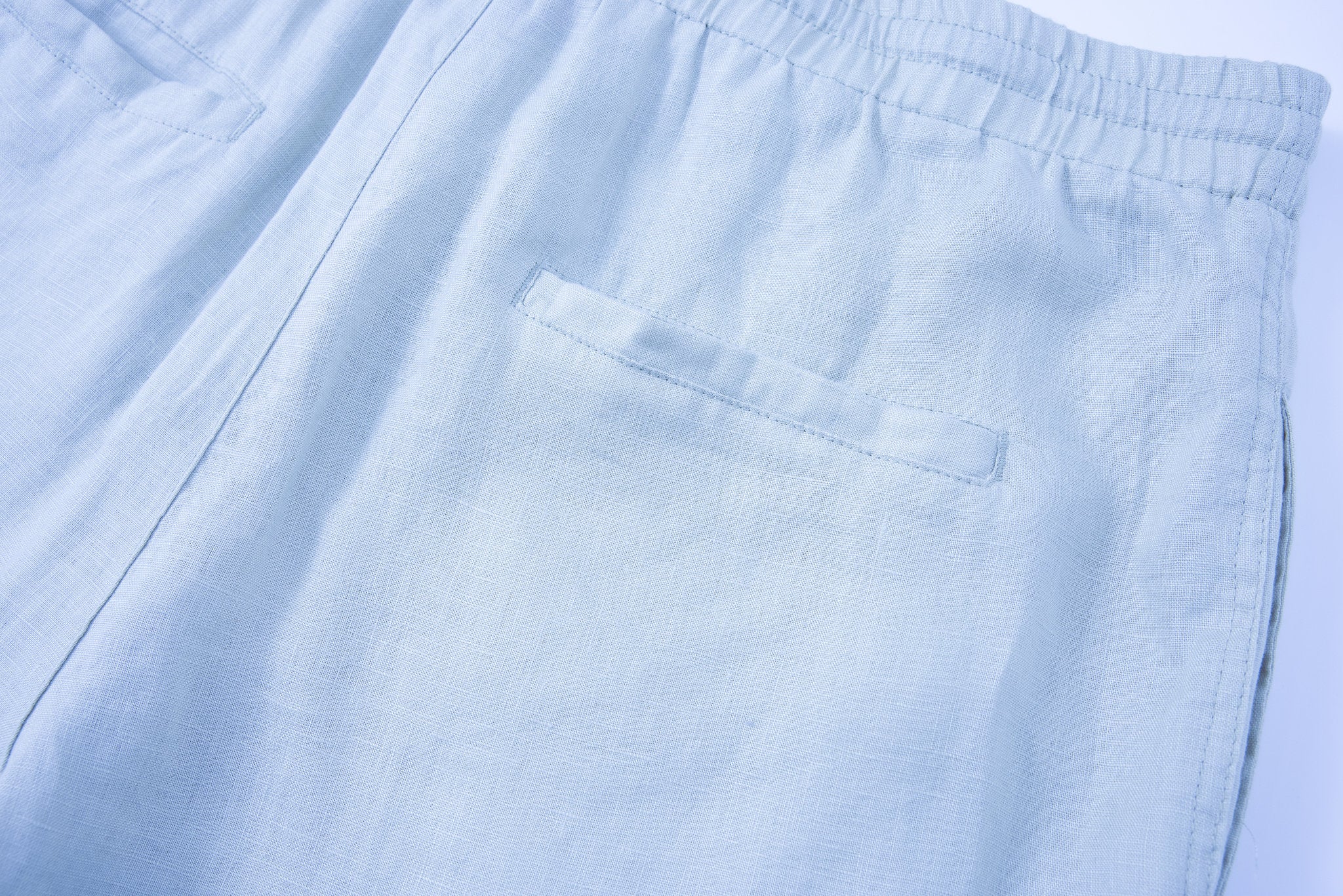 Linen Short-Ocean-Blue × Linen Short Sleeves-White — Combo Look