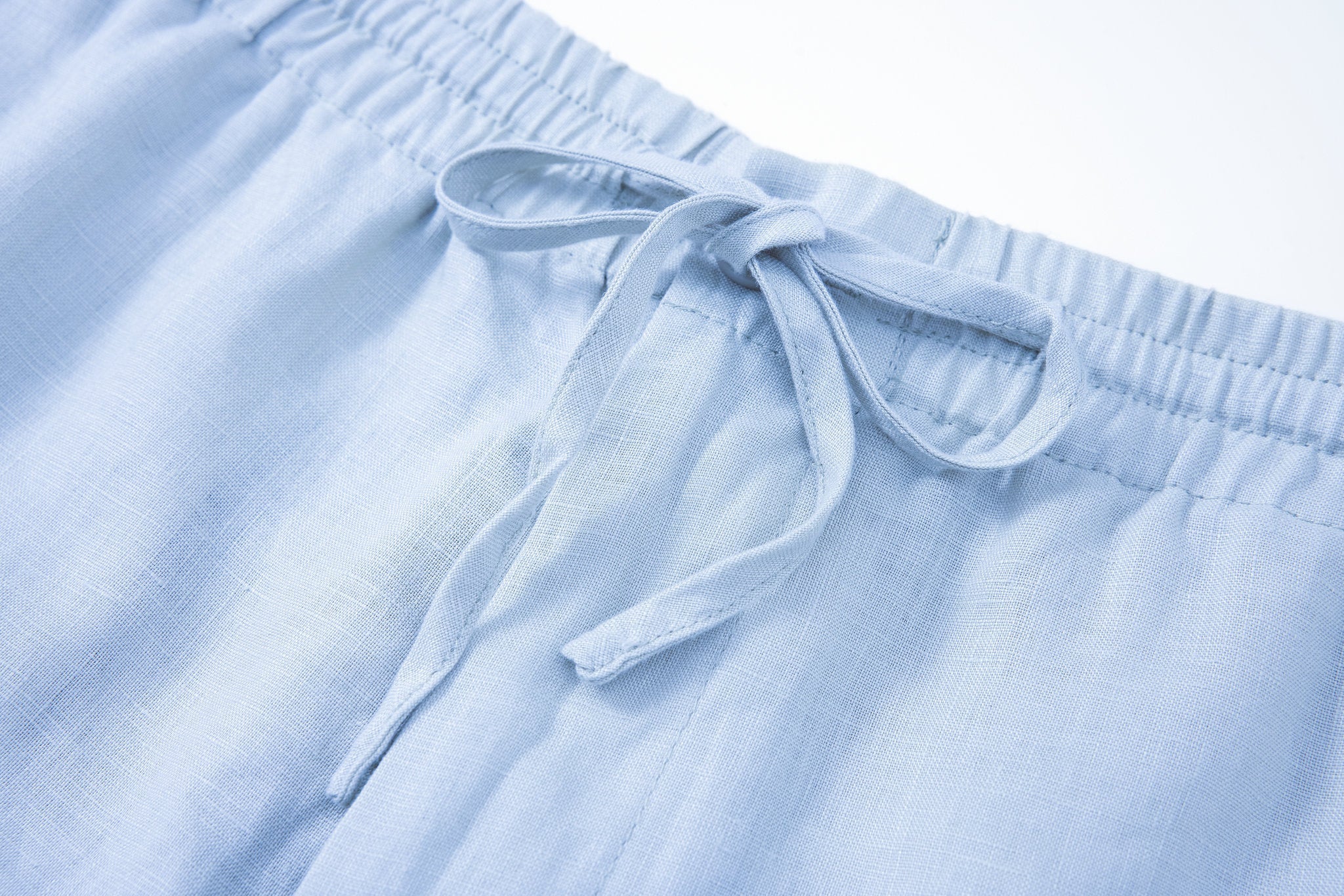 Linen Short-Ocean-Blue × Linen Short Sleeves-White — Combo Look