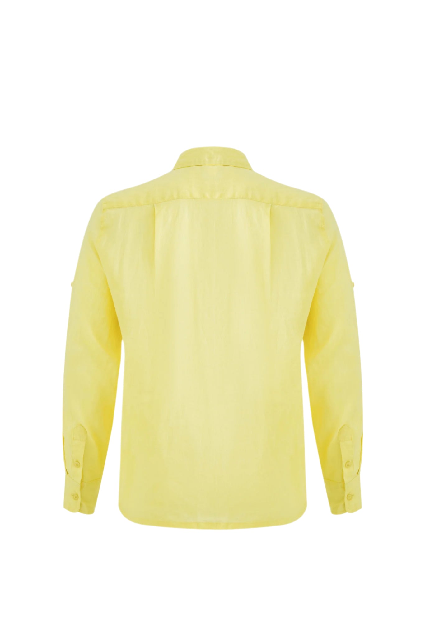 Sea Leaves Swim Short -Pink × Linen Long Sleeves-Lemon-Yellow — Combo Look