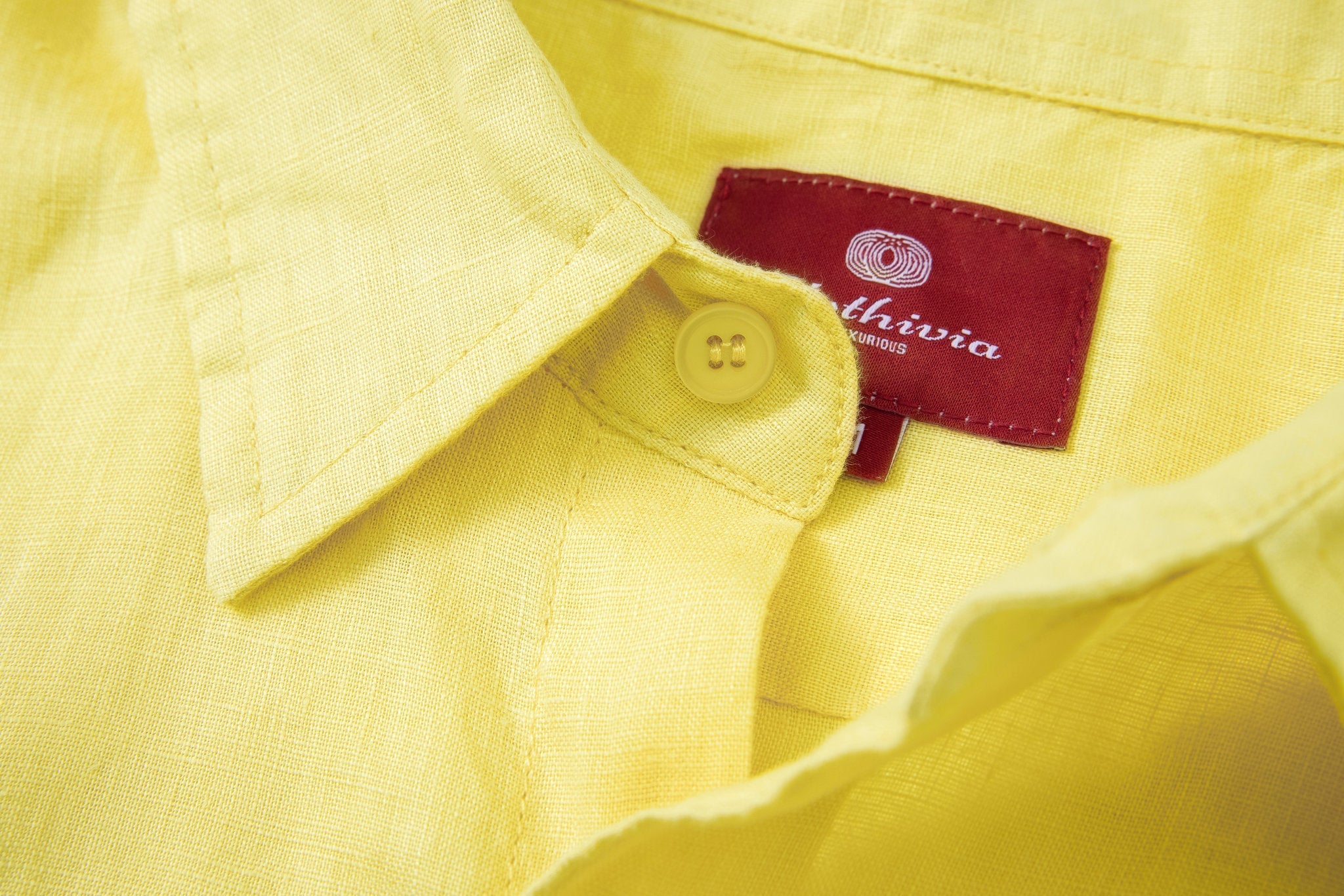Sea Leaves Swim Short -Pink × Linen Long Sleeves-Lemon-Yellow — Combo Look