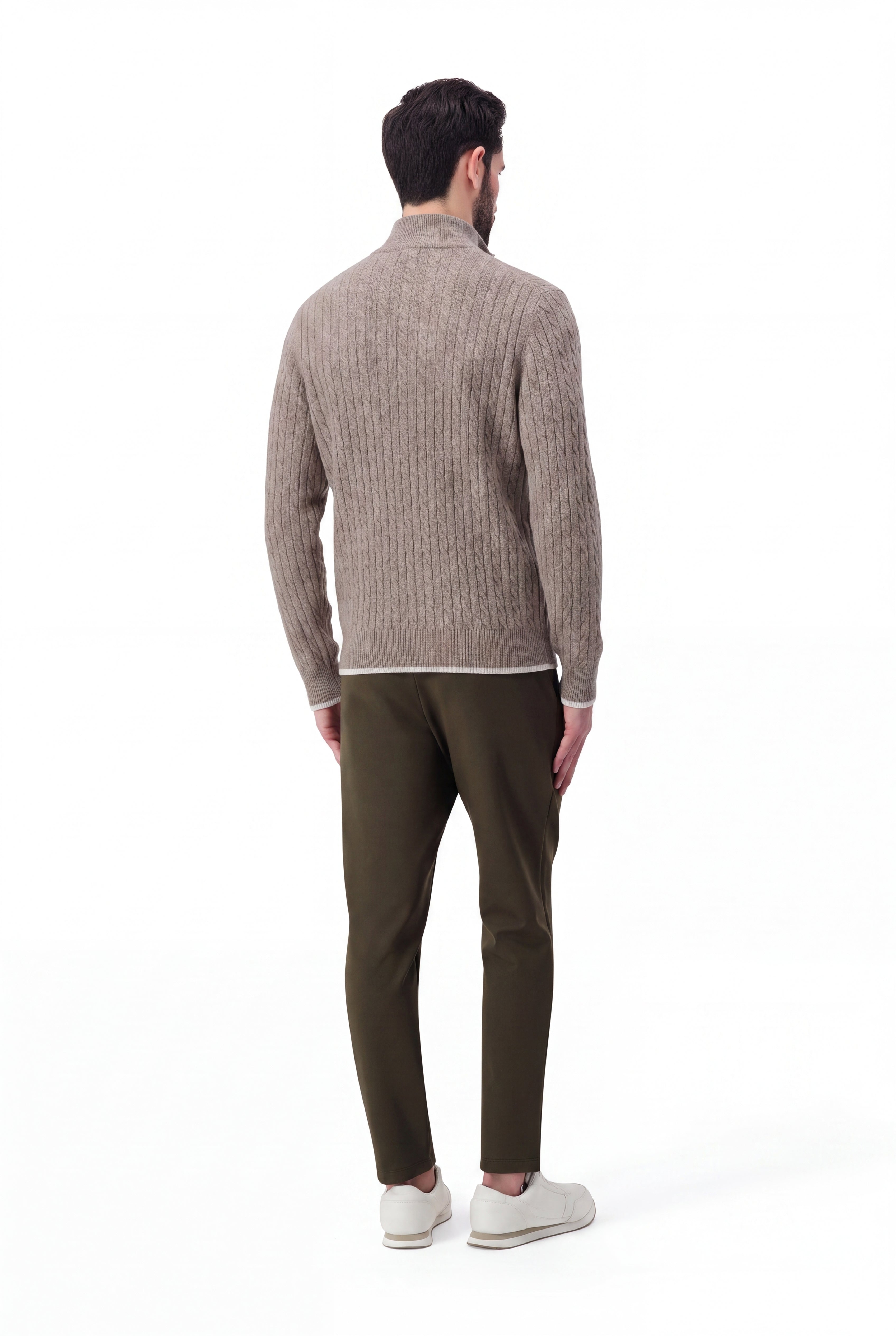 Cashmere  half zip  cable  sweater alaxa
 albatross