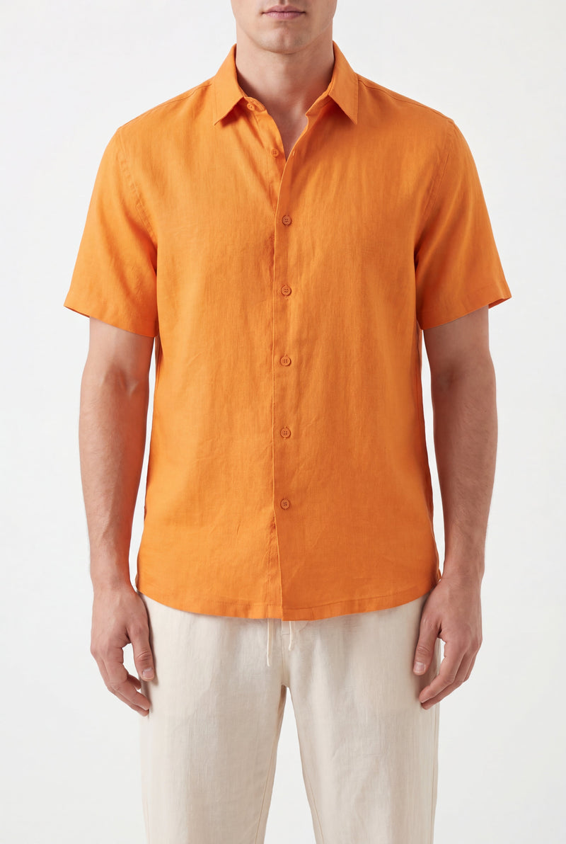 linen short sleeves -Orange