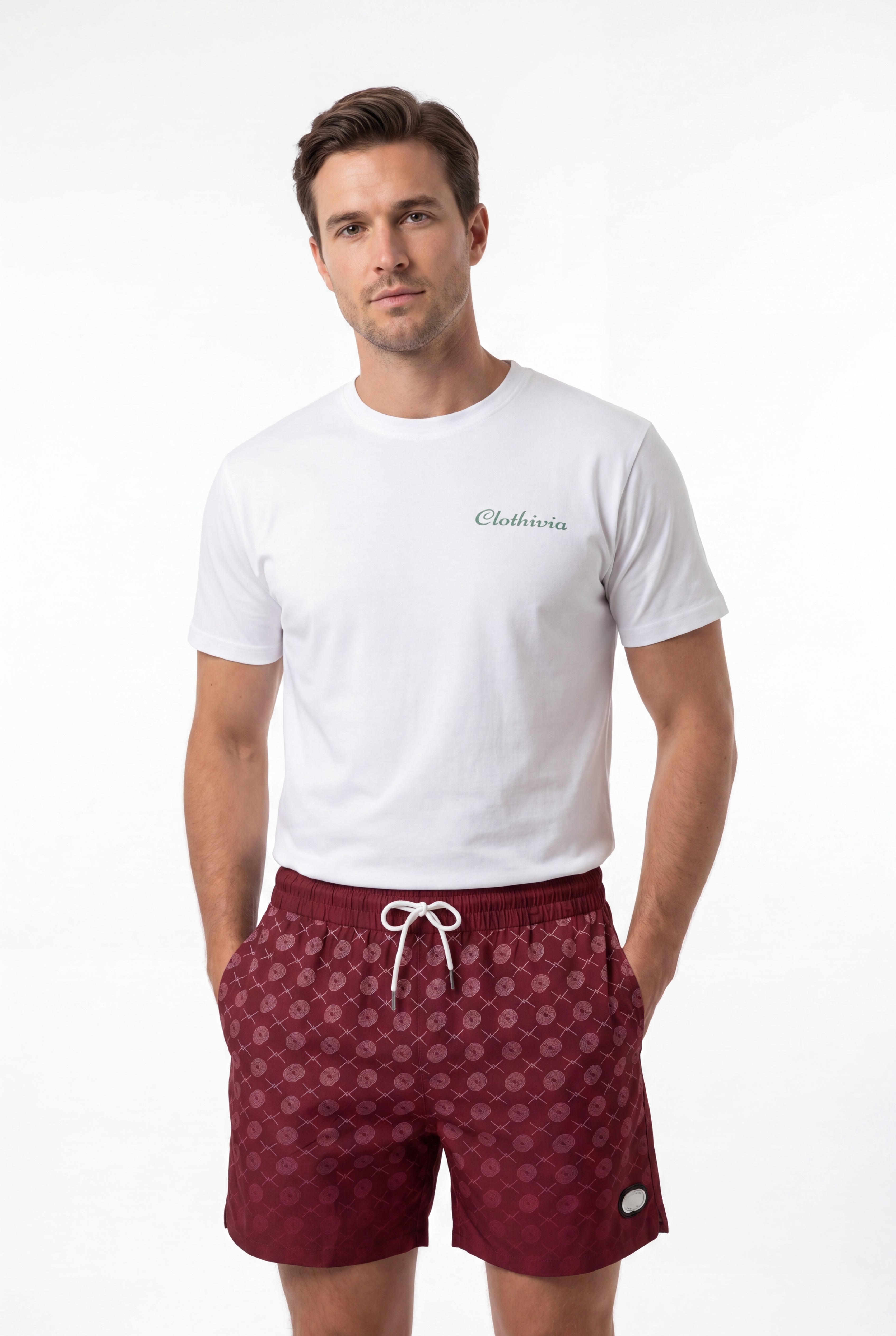 Signature Swim Shorts -Burgundy