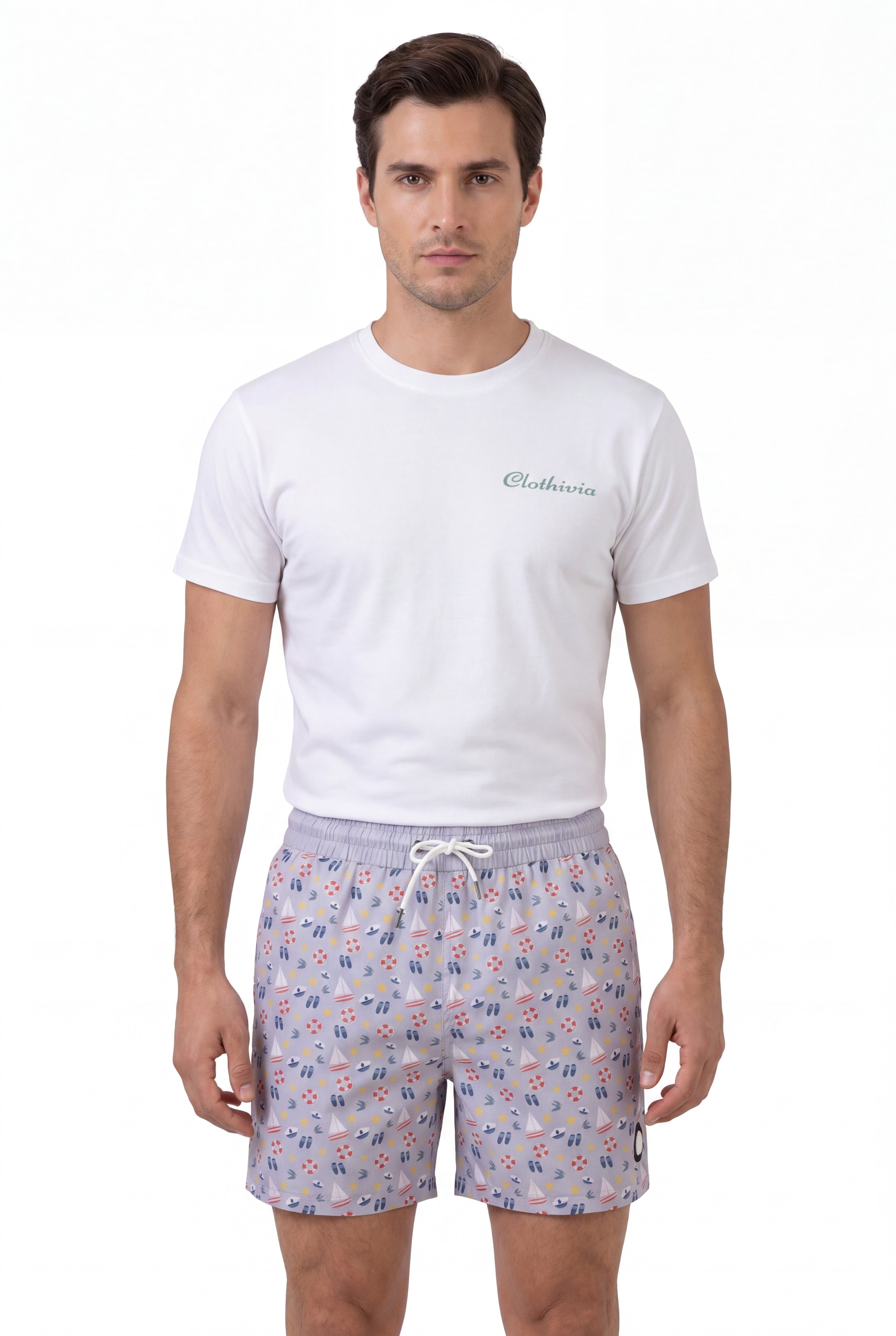 Nautical Swim Shorts -Gray