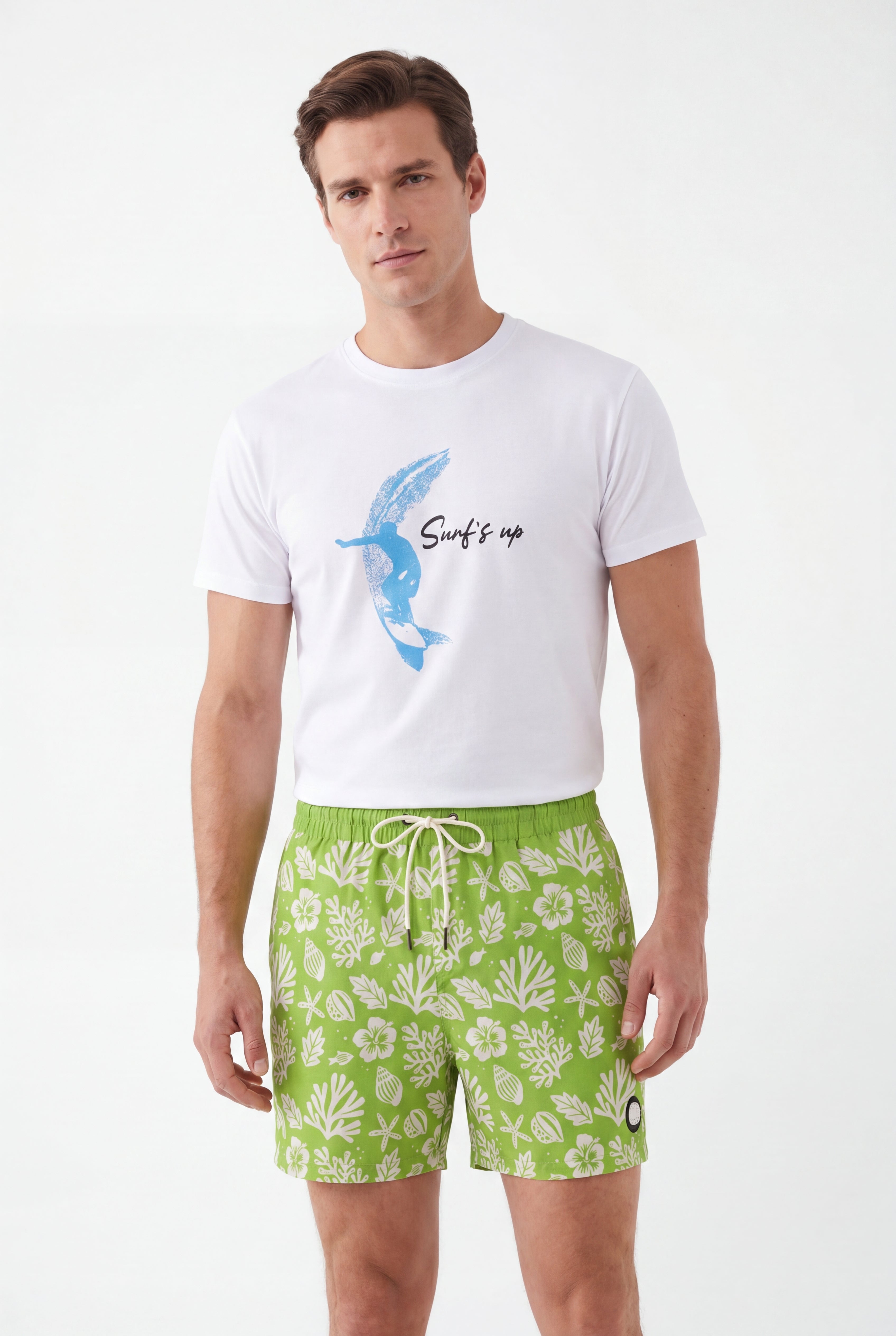 Sea Leaves Swim Short -Green