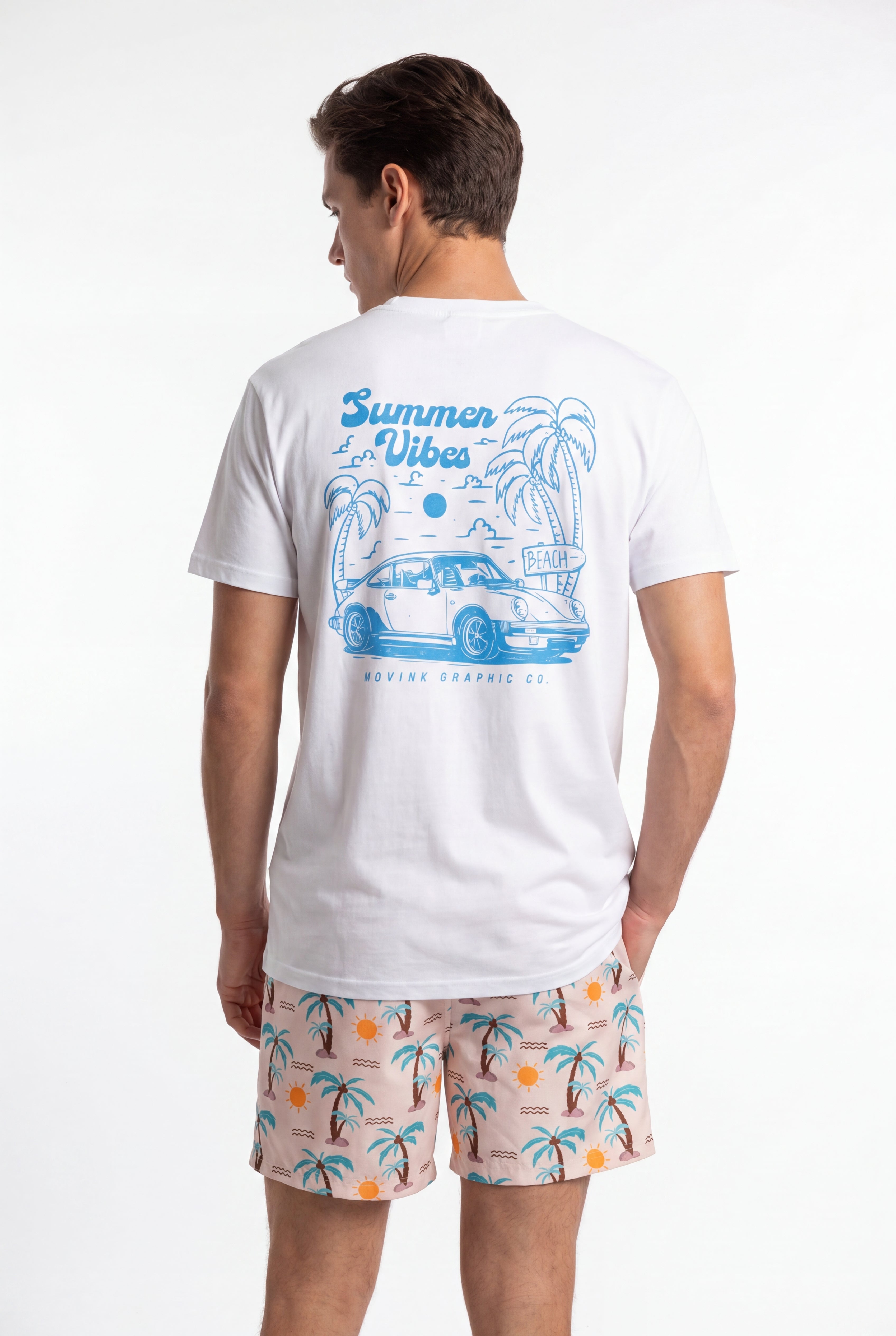 T-shirt-Summer-Vibes × Swimming shorts-Summer-Palms — Combo Look