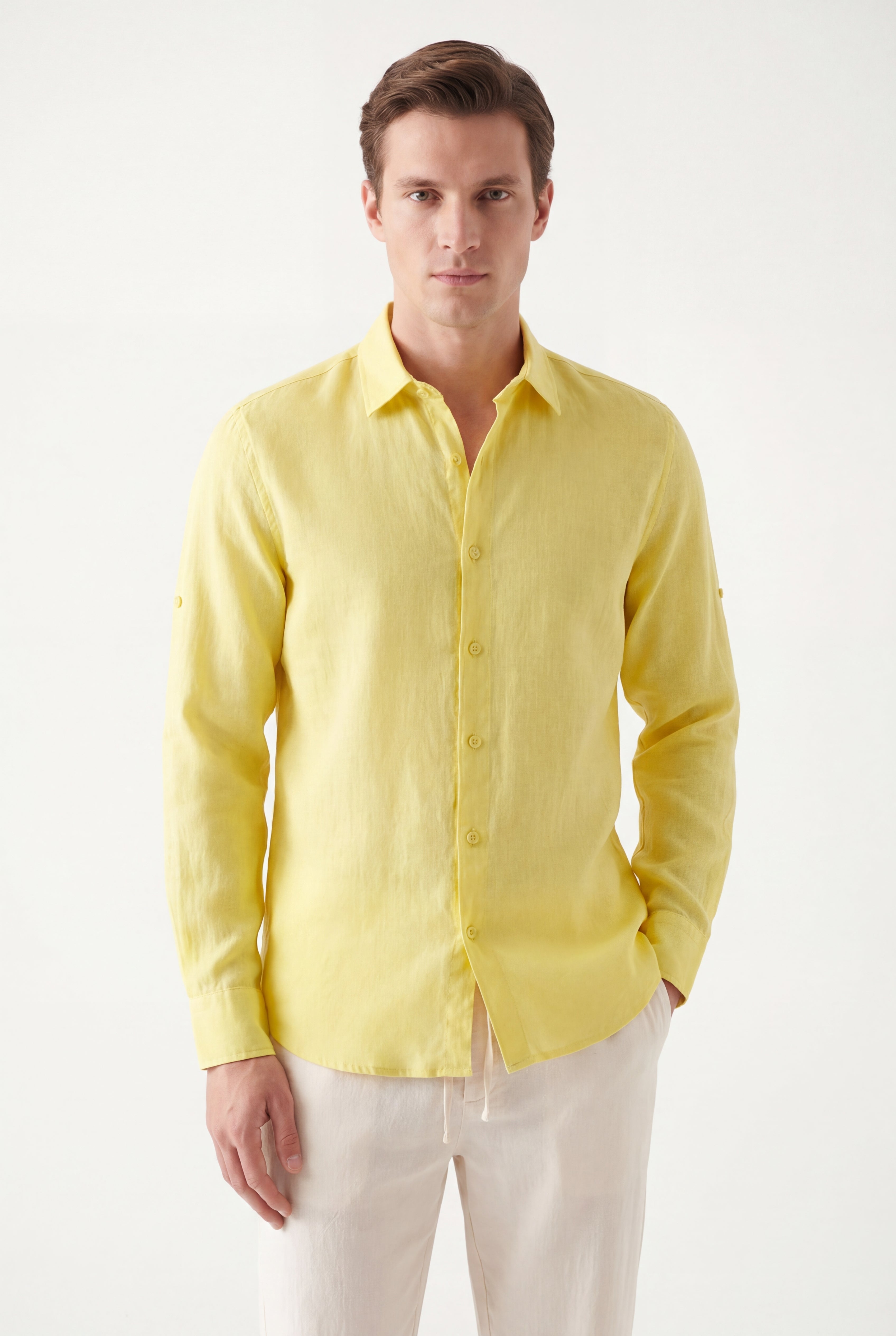 Linen Long Sleeves-Lemon-Yellow