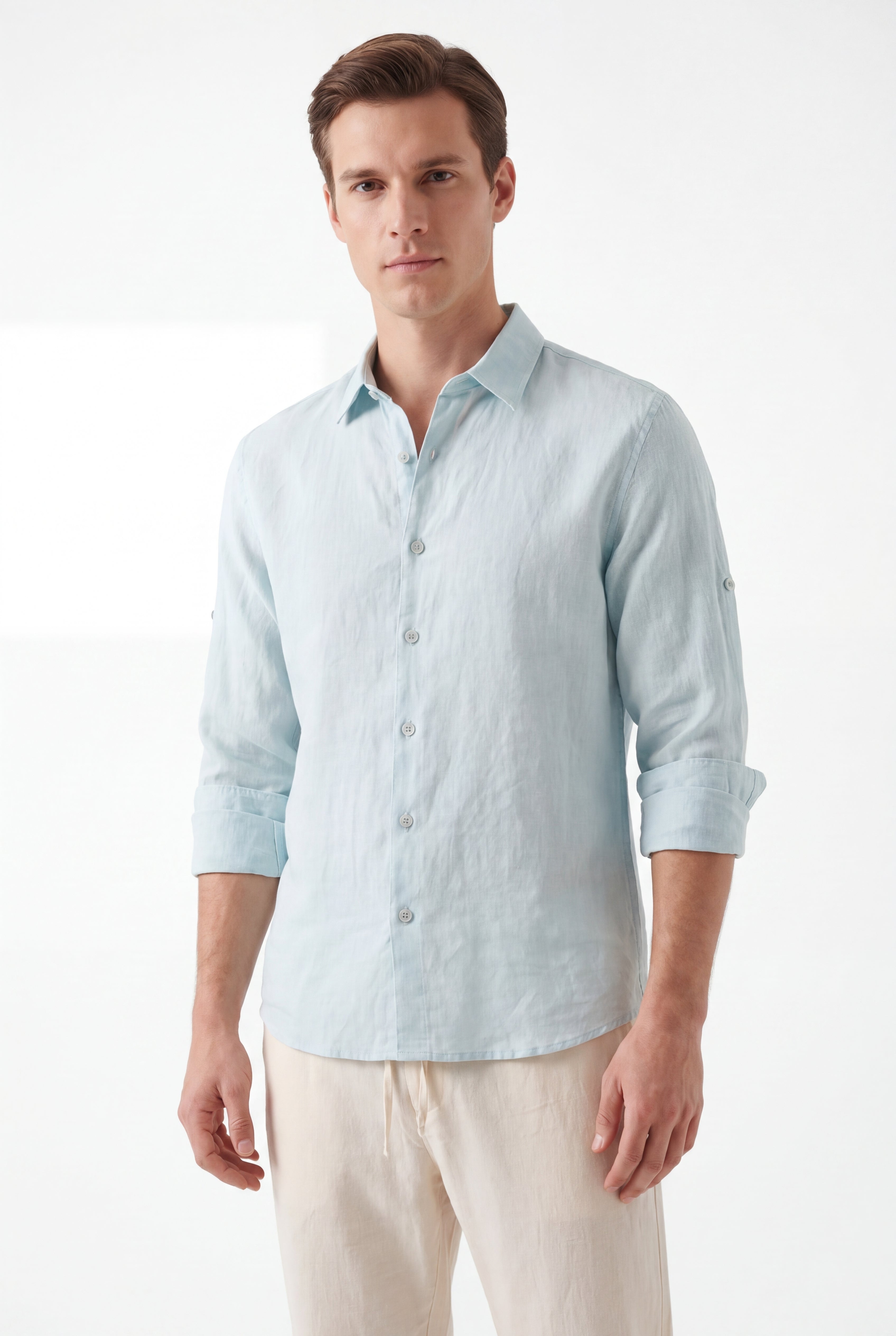 Linen Long Sleeves-Baby-Blue