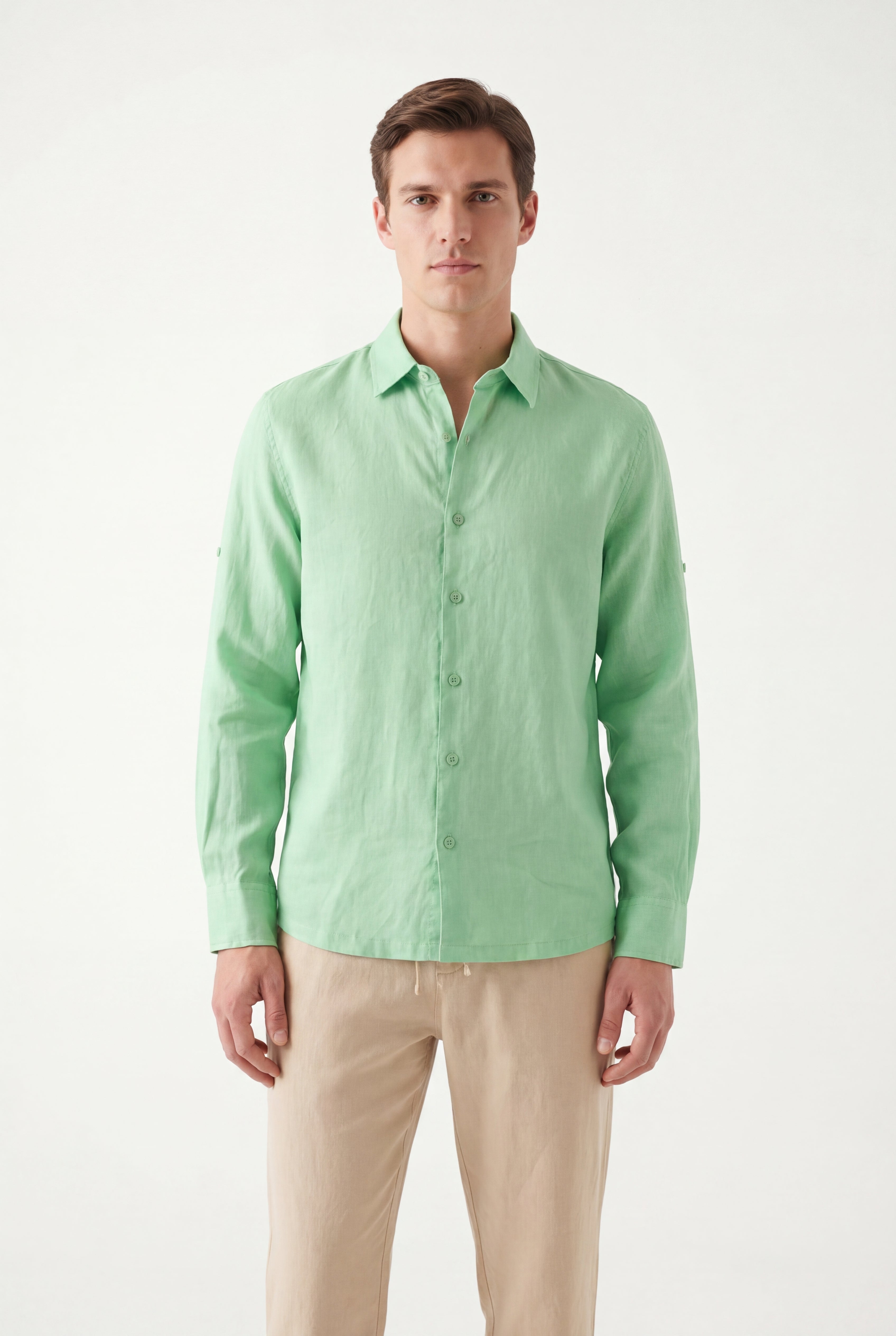 Linen Long Sleeves-Pastel-Mint