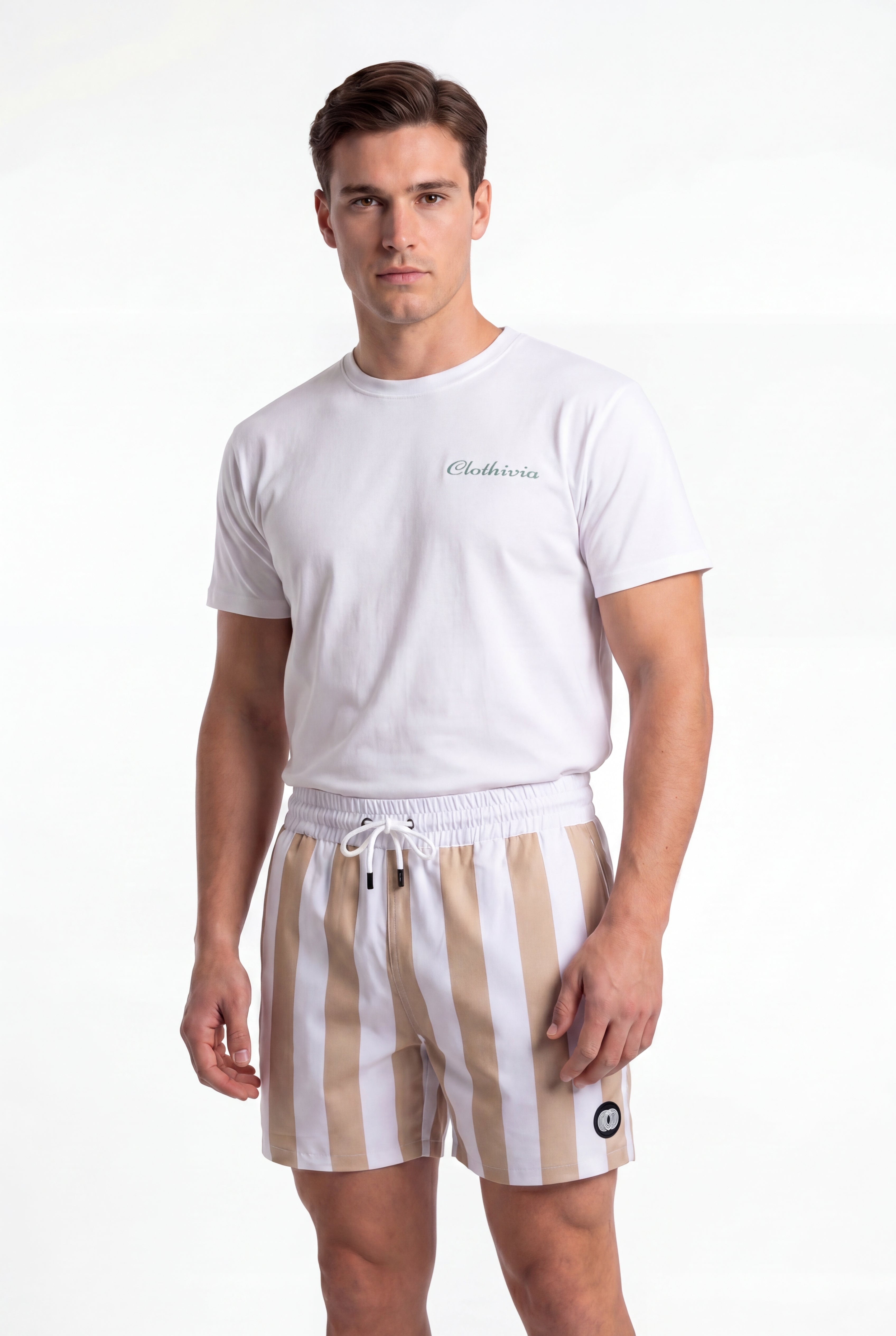 Swimming shorts-Stripe-Baige