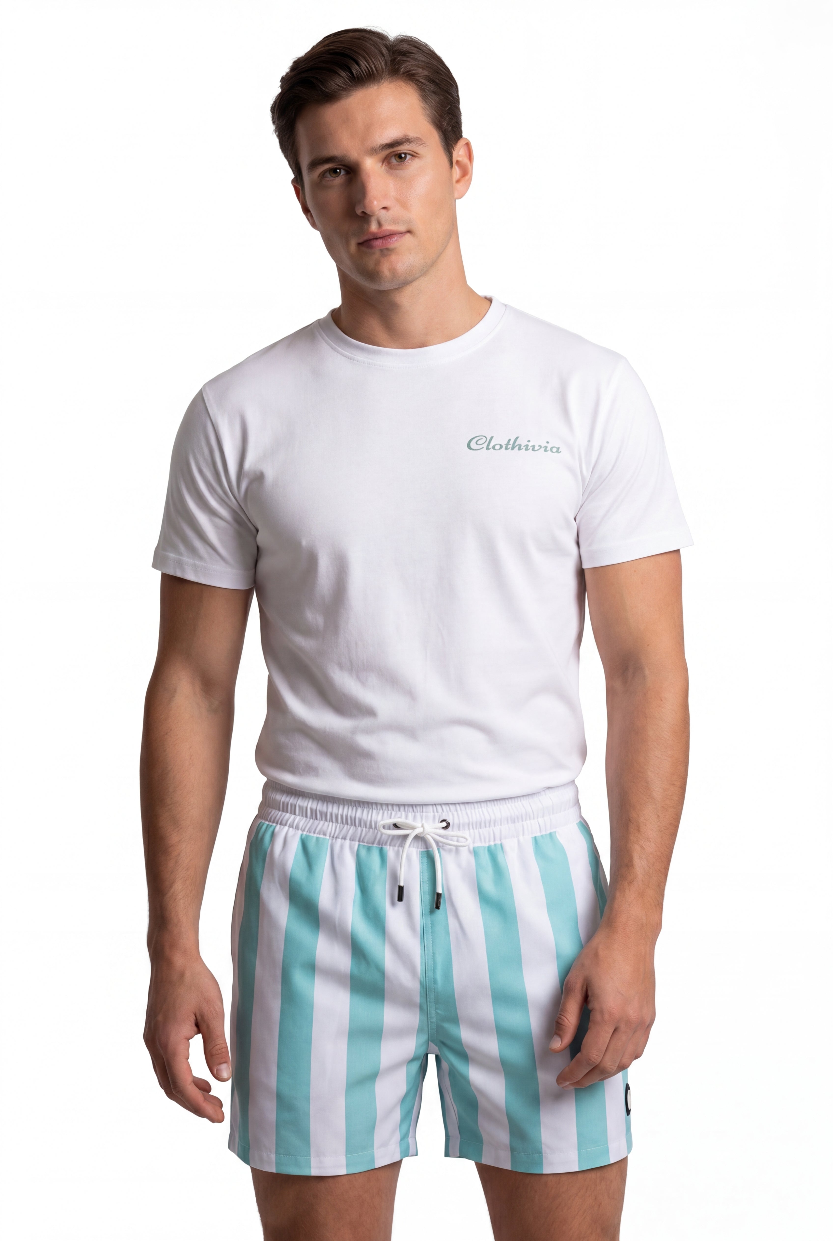 Swimming shorts-Stripe-Mint-Green