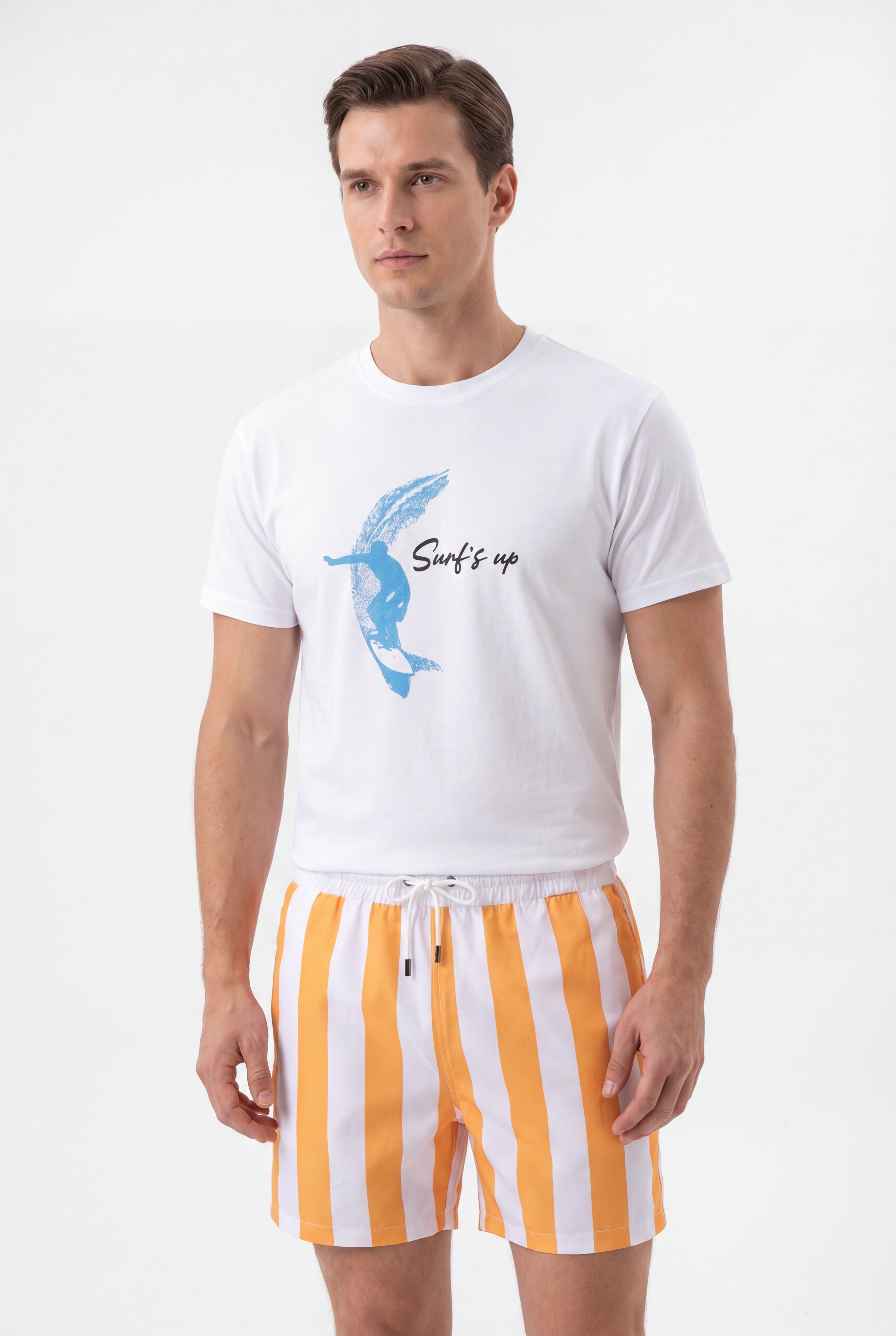 Swimming shorts-Stripe-Orange