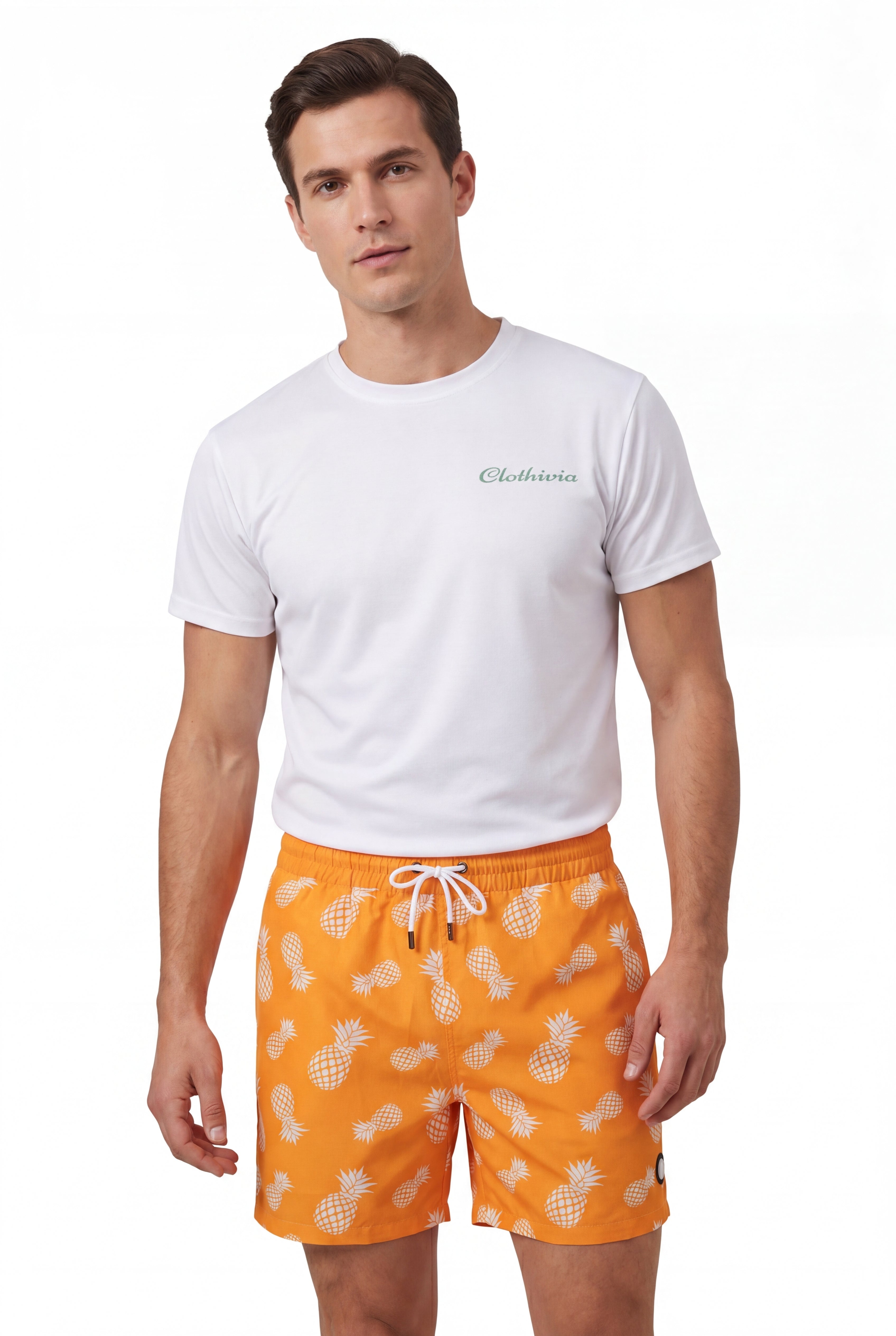 Swimming shorts-Pineapple-Teal-Orange