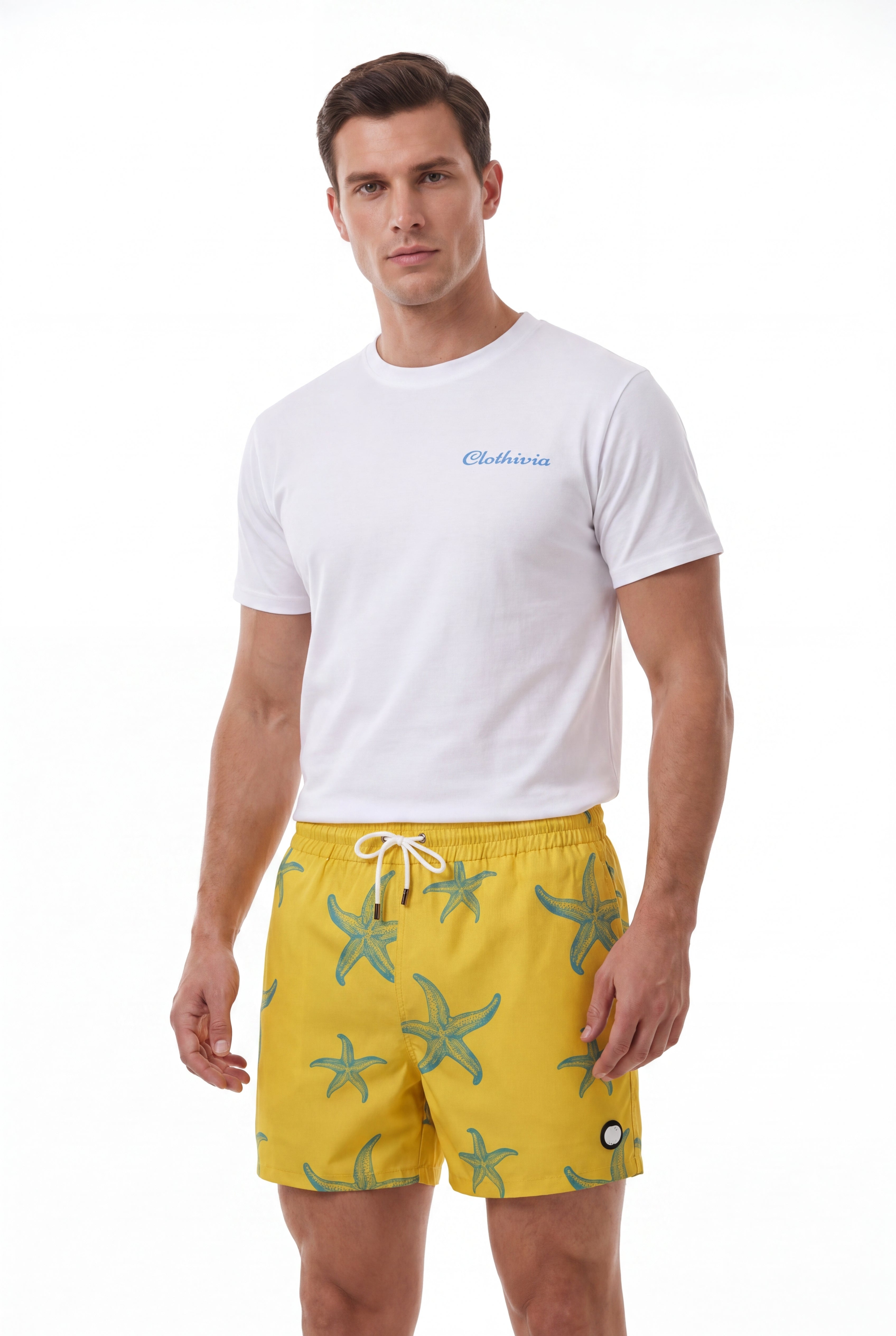 Swimming shorts-Sunny-Star × Towel Polo-White — Combo Look