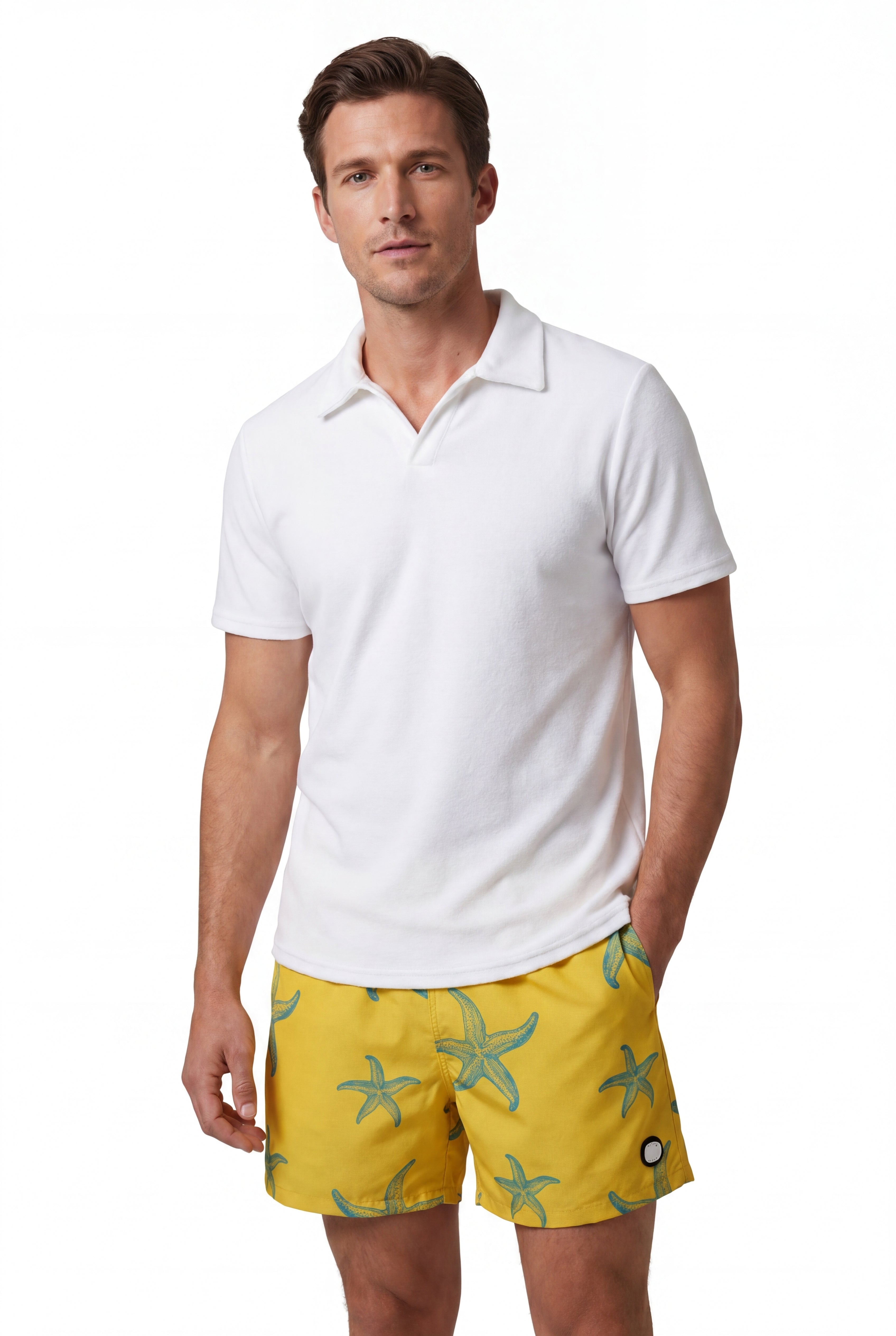Swimming shorts-Sunny-Star × Towel Polo-White — Combo Look