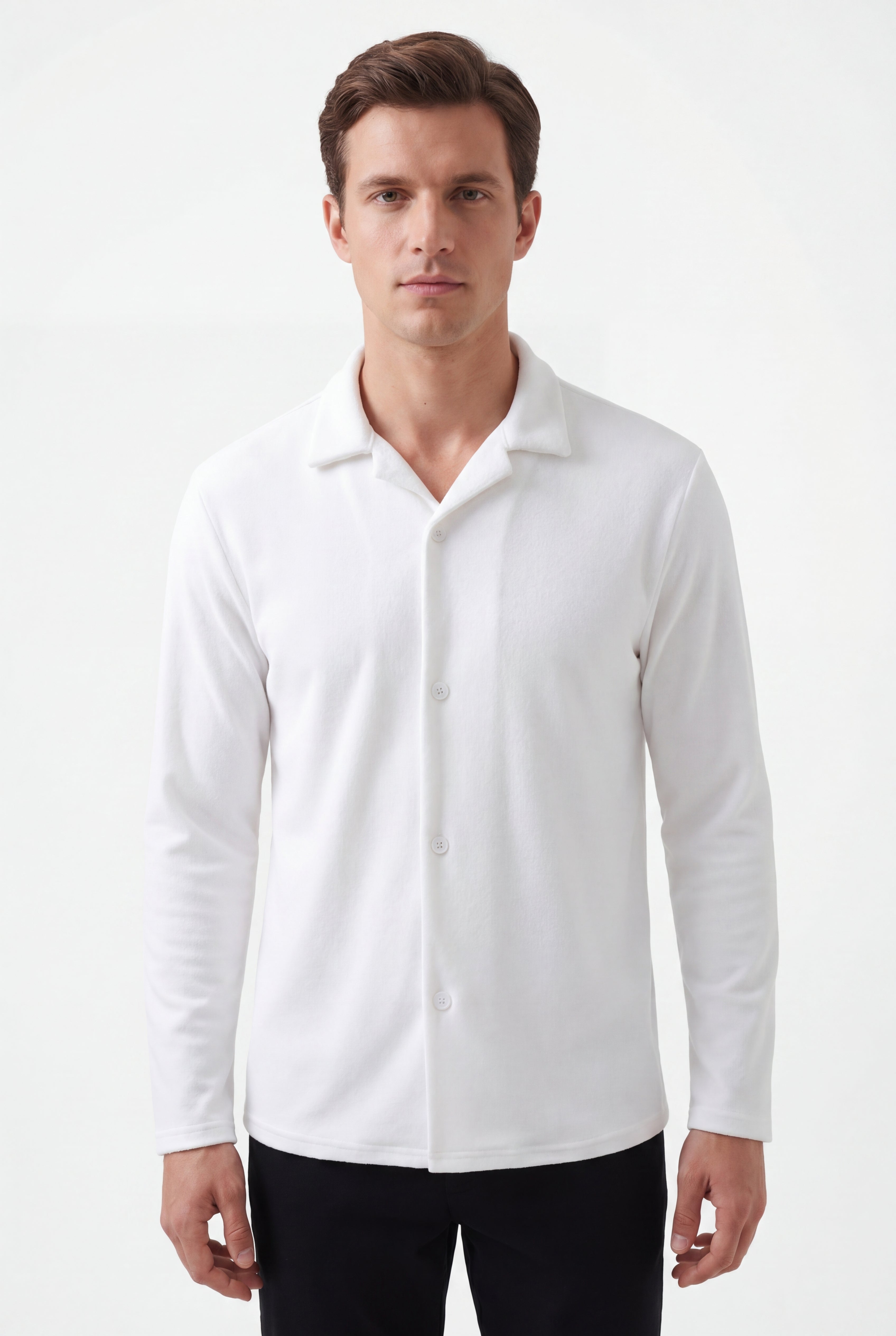 Towel Howell Long Sleeves-White × Linen Pants-Ivory — Combo Look