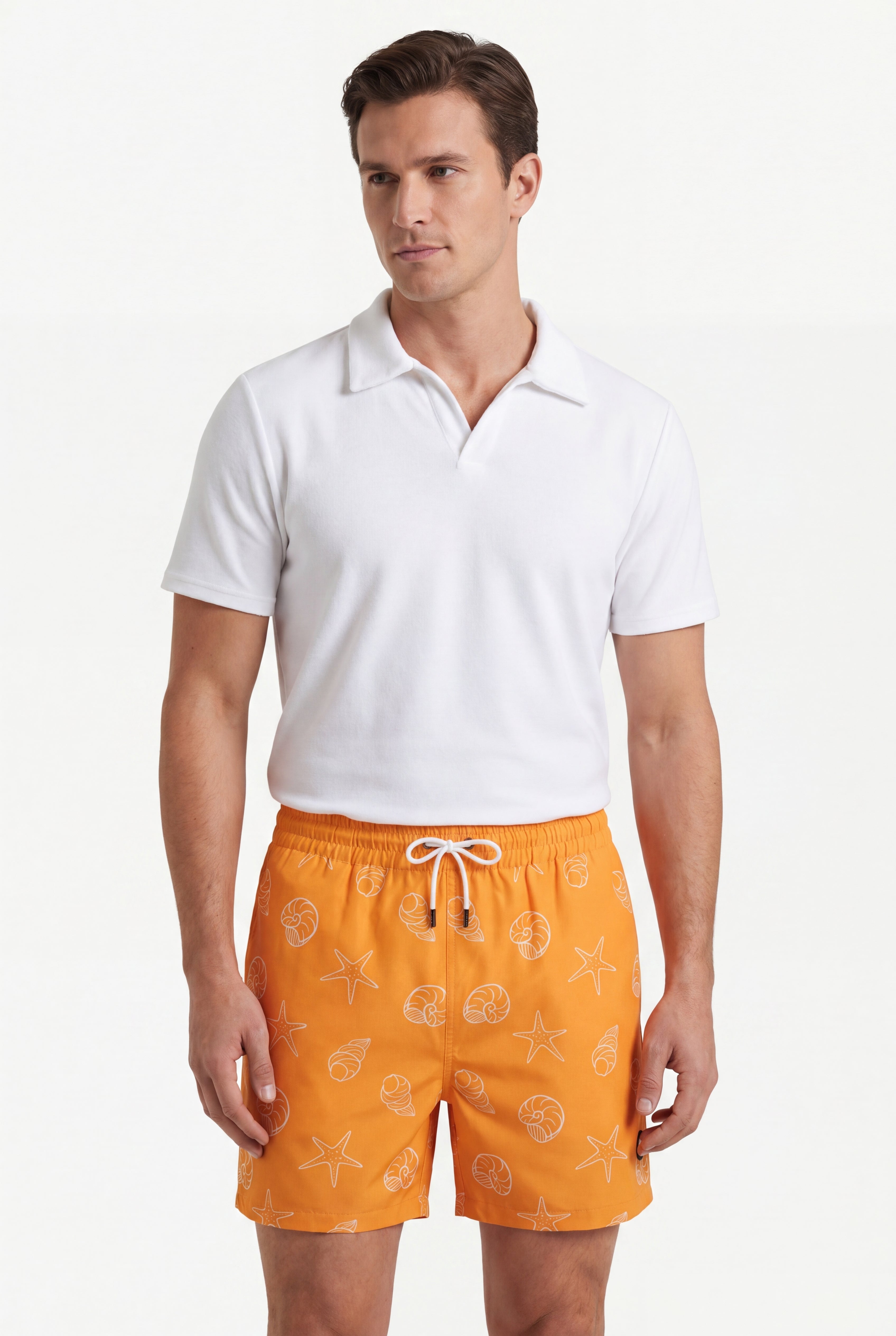 Swimming shorts-Shell-Vibes × Towel Polo-White — Combo Look