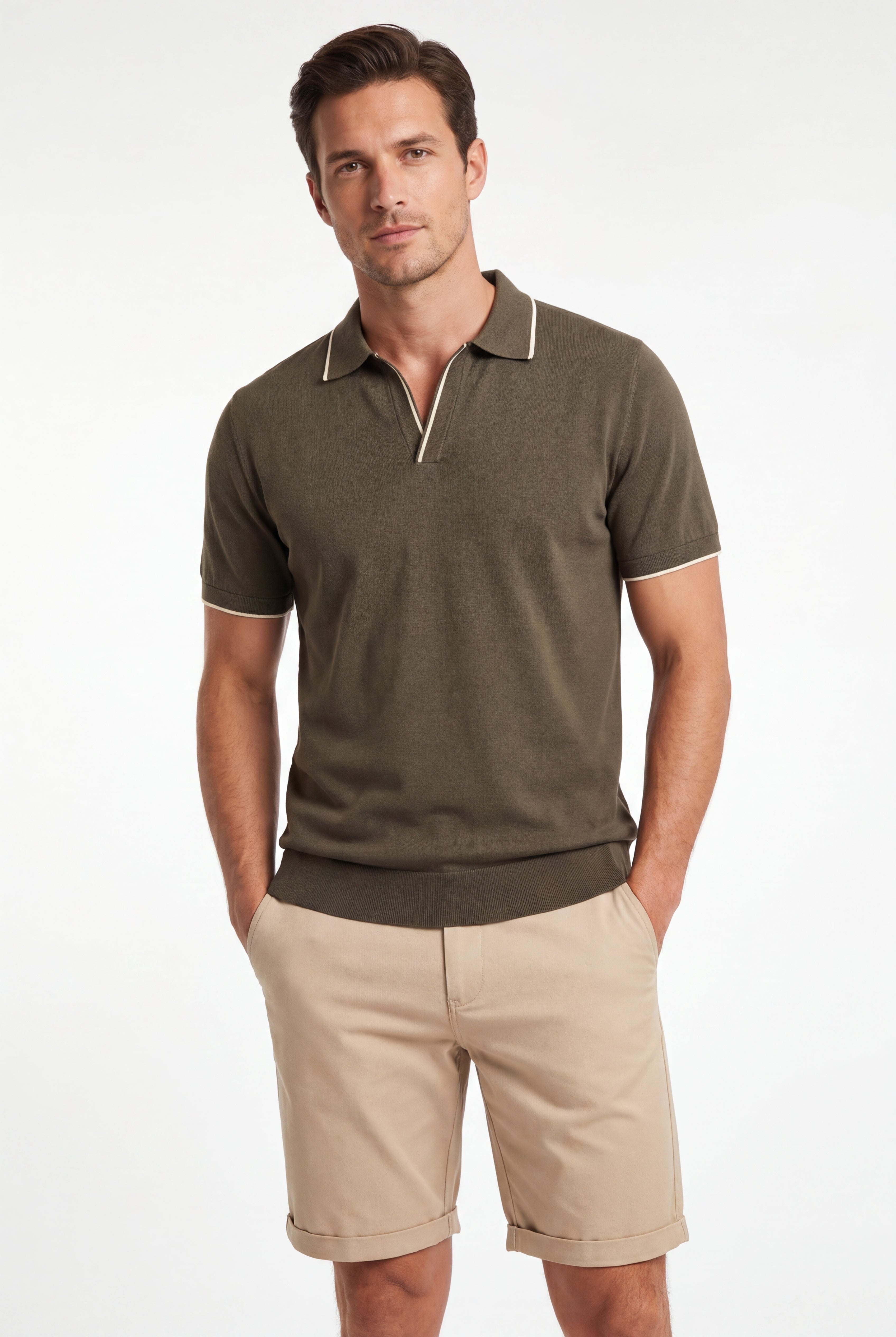 Open collar-Olive