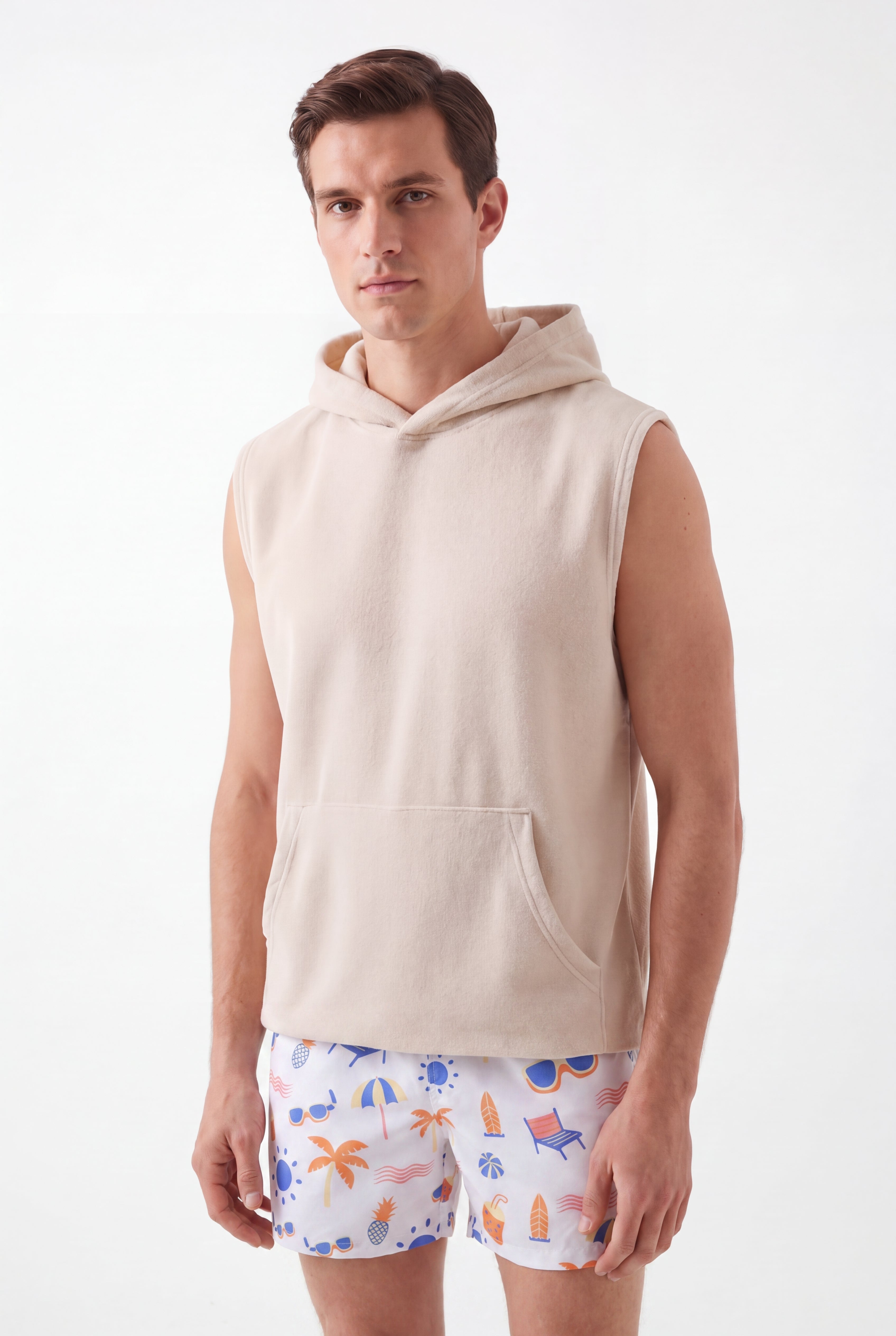 Swimming shorts-Sun&Surf × Towel Hoodie-Beige — Combo Look