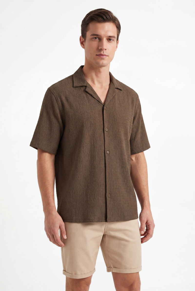 Textured T-shirt-Olive