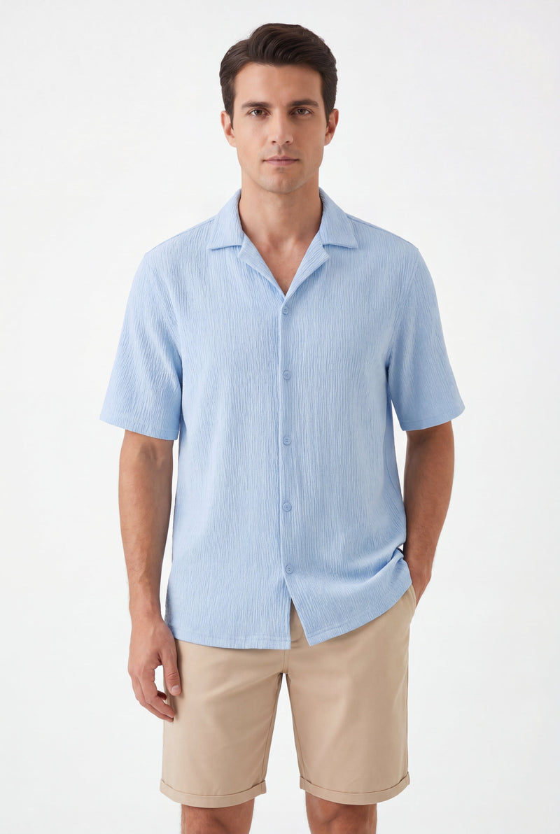 Textured T-shirt-Baby-Blue