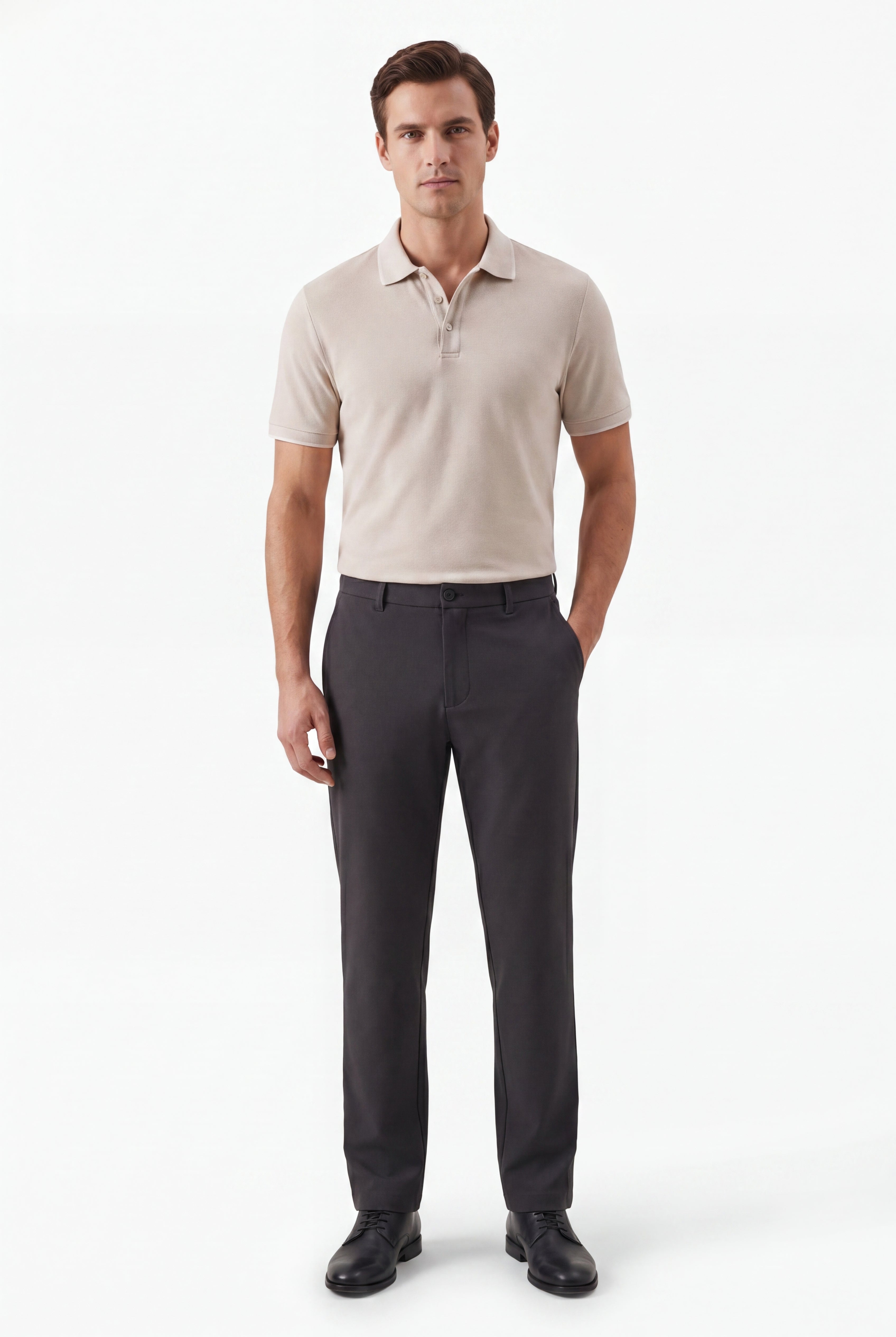 Compact nylon trousers ash grey