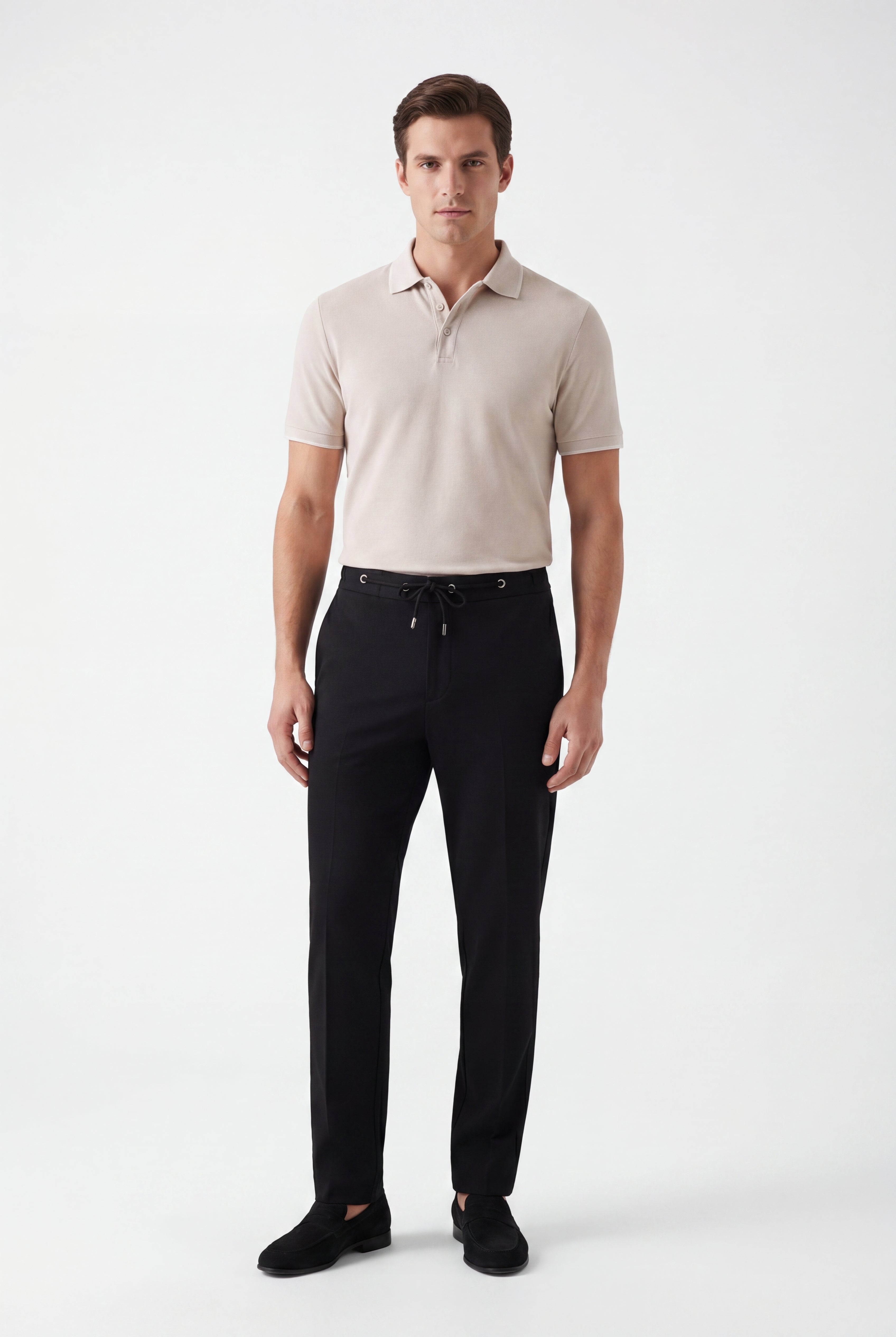 Soft weave nylon trouser carbon black